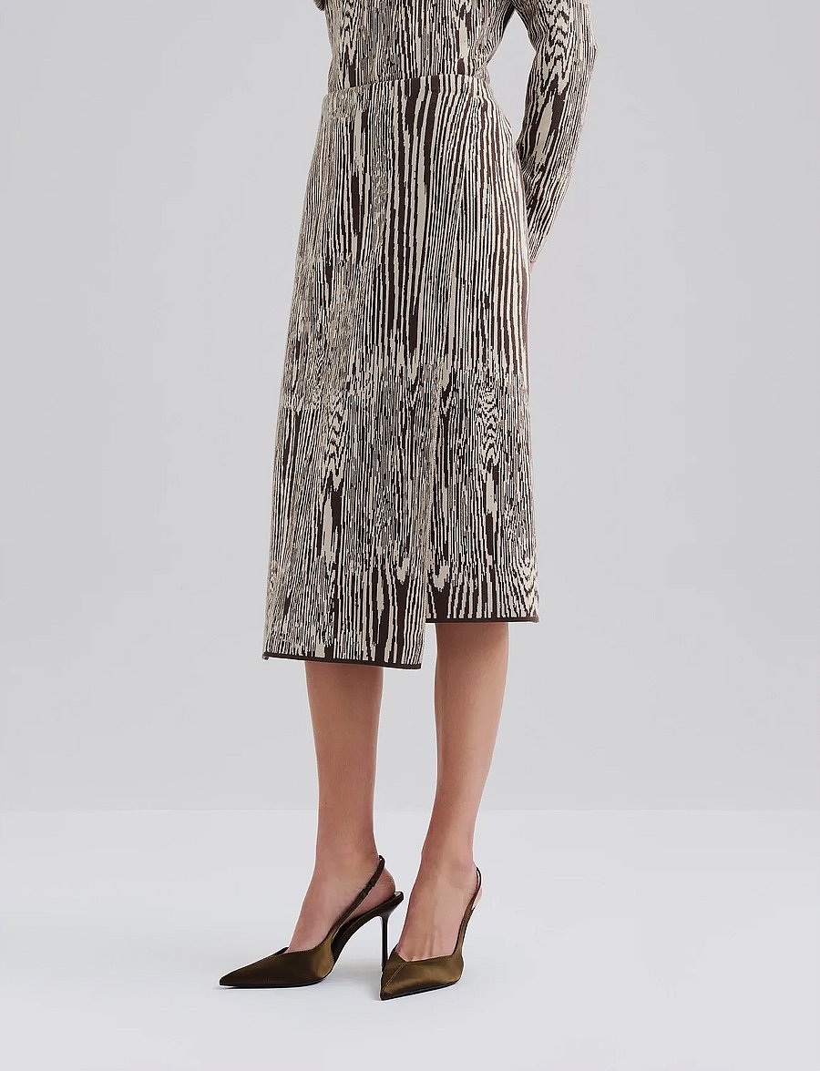 Malina - Lois Jacquard Knitted Wrap Midi skirt - midi-röcke - moire - 0