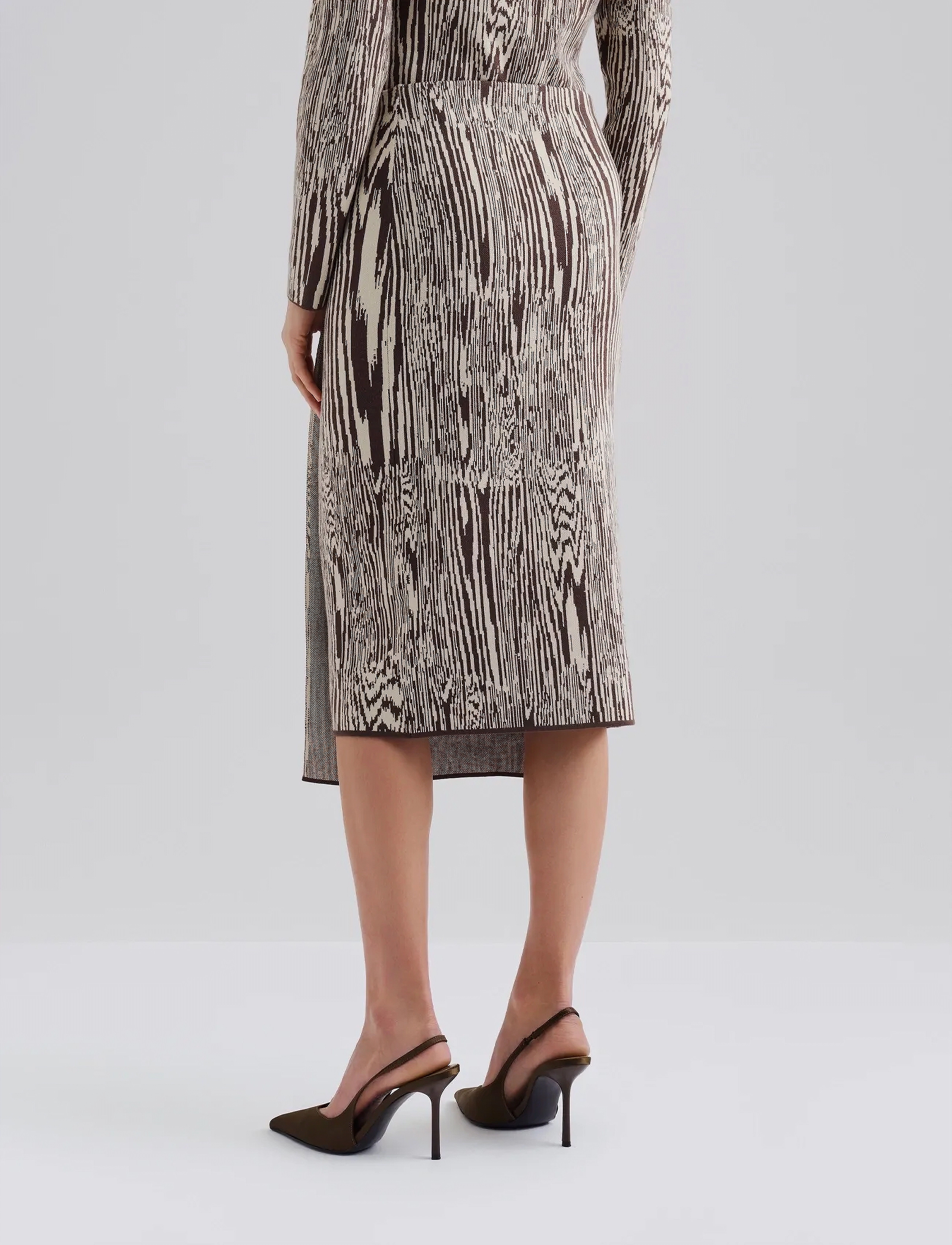 Malina - Lois Jacquard Knitted Wrap Midi skirt - wrap skirts - moire - 3