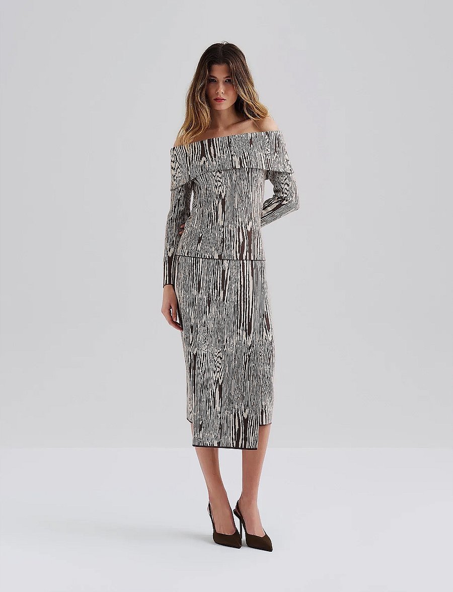 Malina - Lois Jacquard Knitted Wrap Midi skirt - midi-röcke - moire - 5