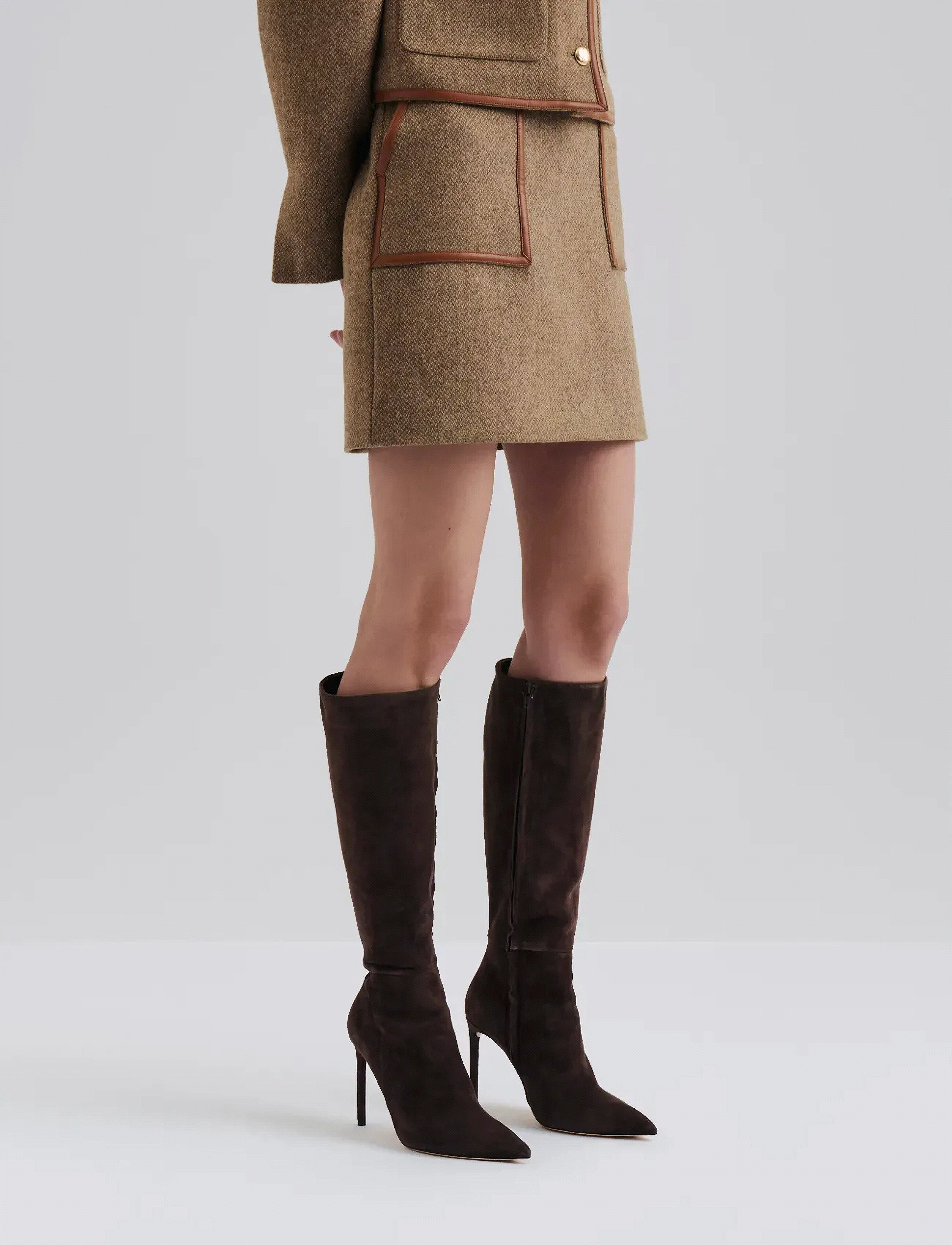 Malina Andine Dressed Wool Mini Skirt, Kvinder, Trimmet Miniskørt, Beige, Str: 36