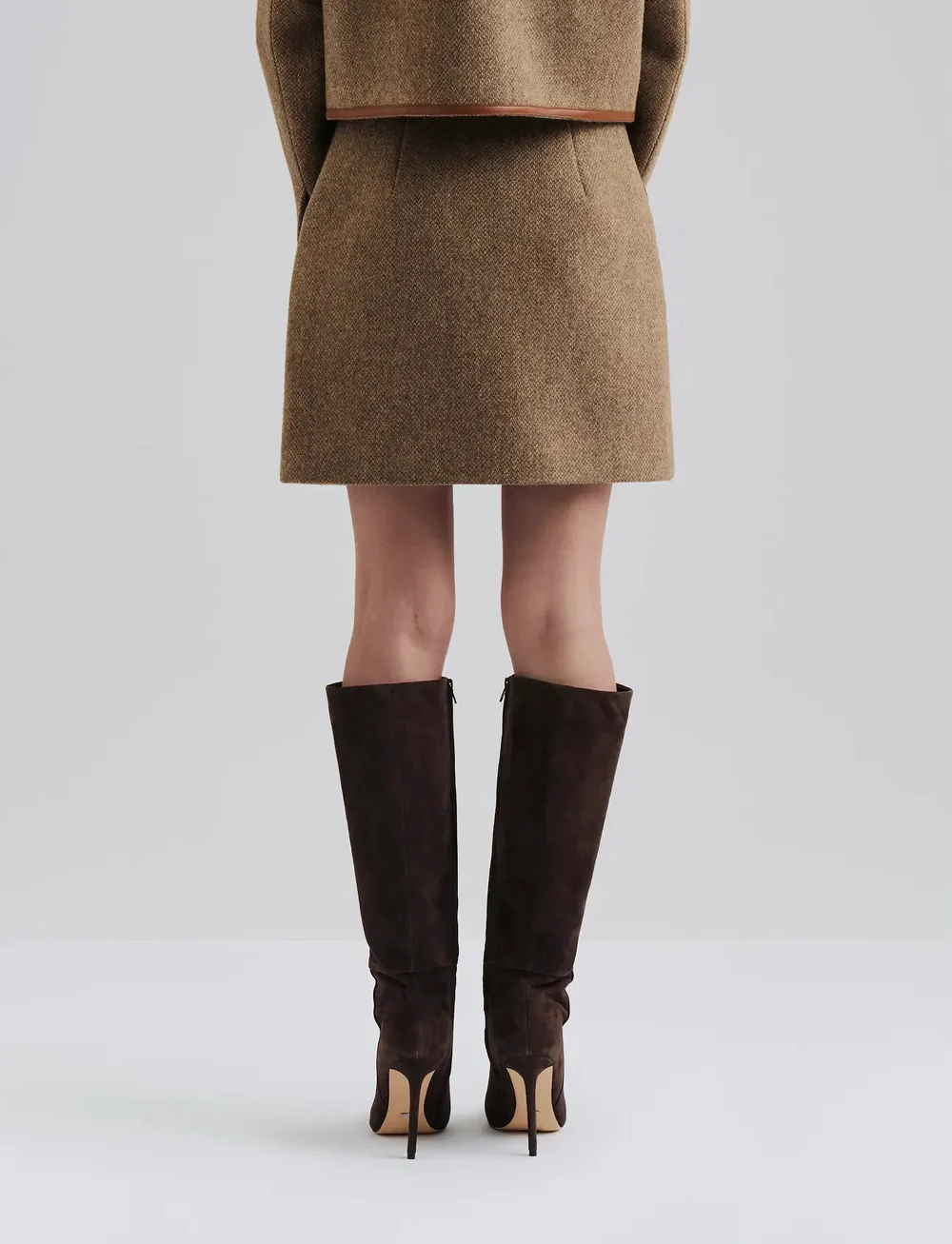 Malina - Andine Dressed Wool Mini skirt - korta kjolar - taupe - 2