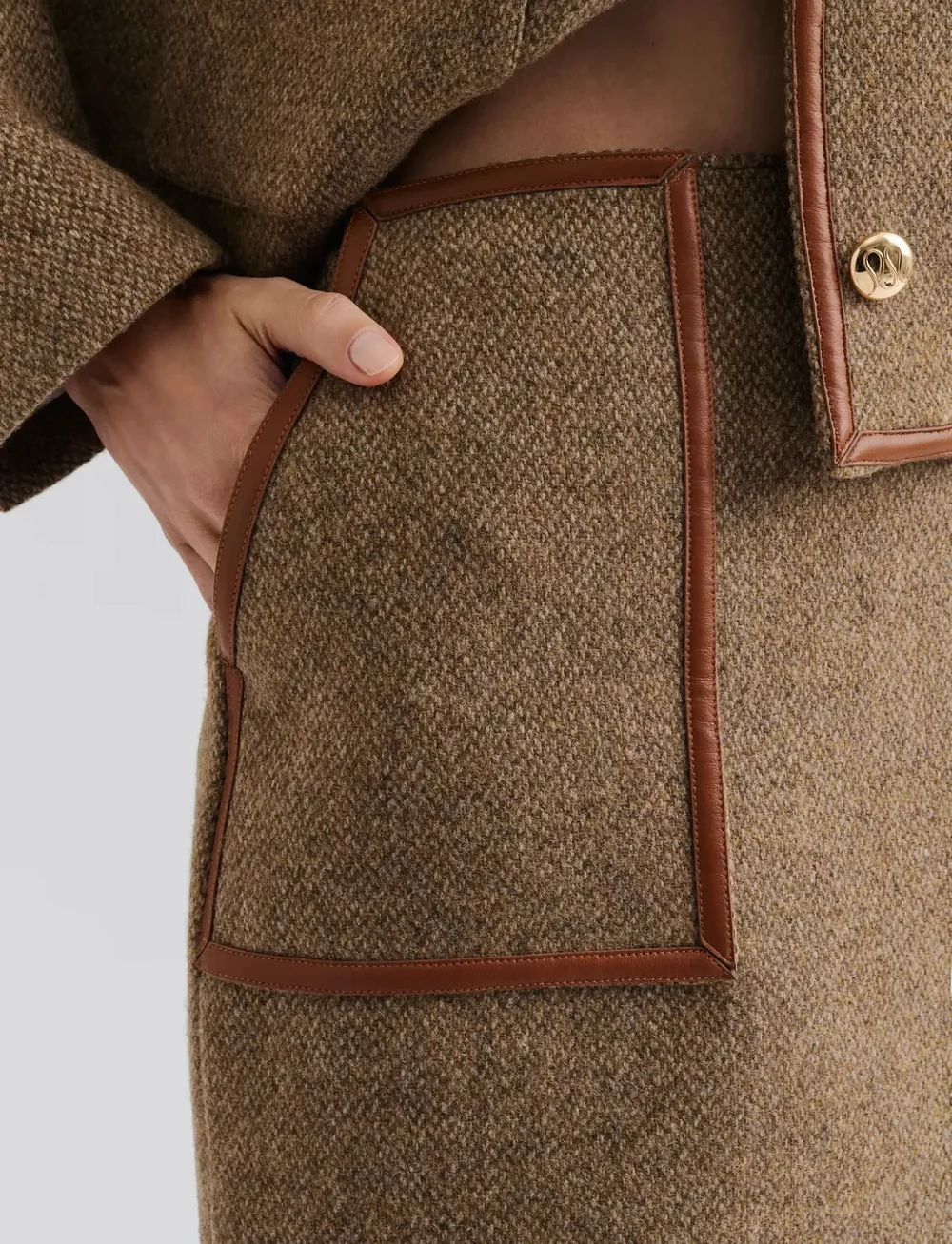 Malina - Andine Dressed Wool Mini skirt - korta kjolar - taupe - 3