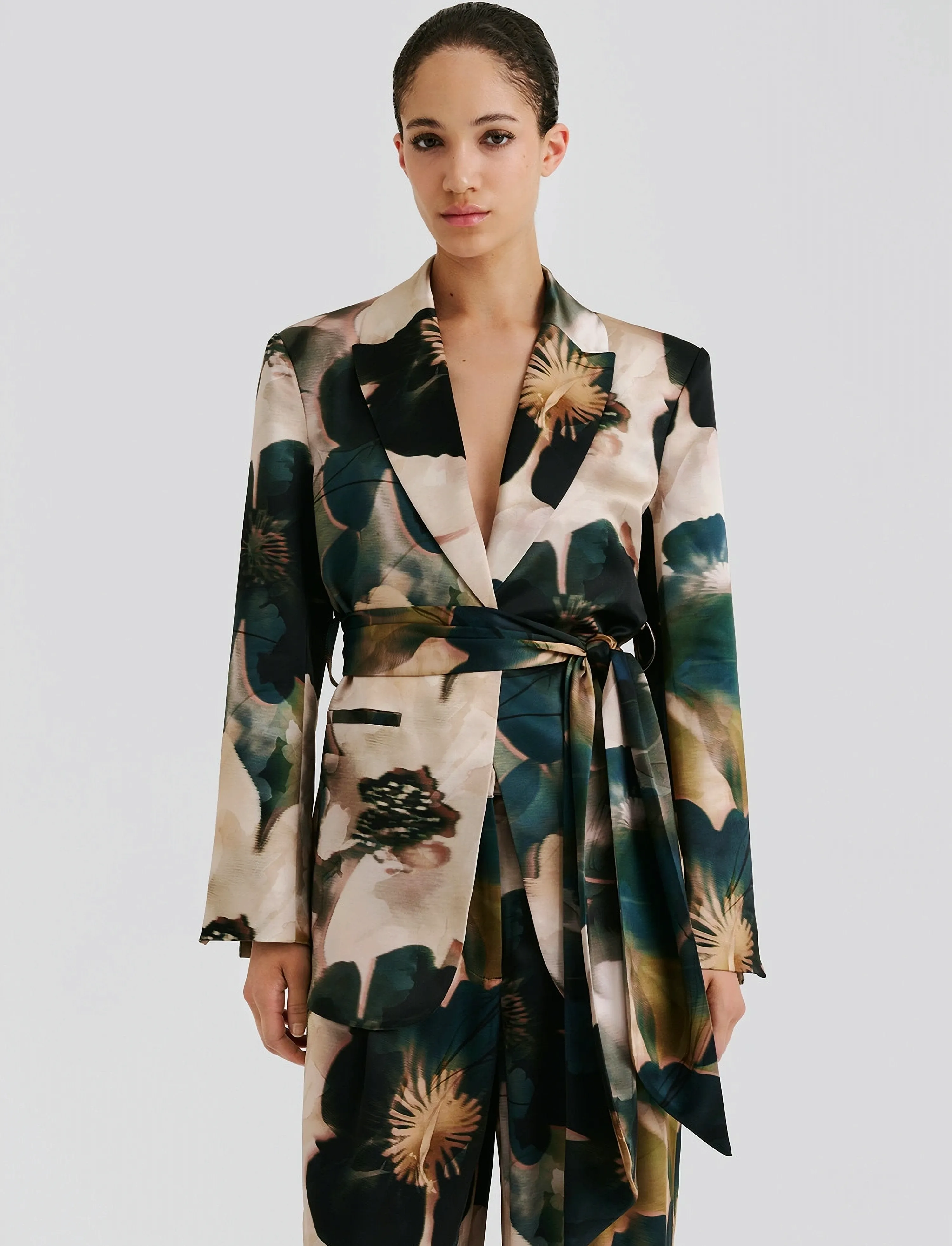 Malina Liv Satin Wrap Blazer - Malina - DUSTY POPPY / multi