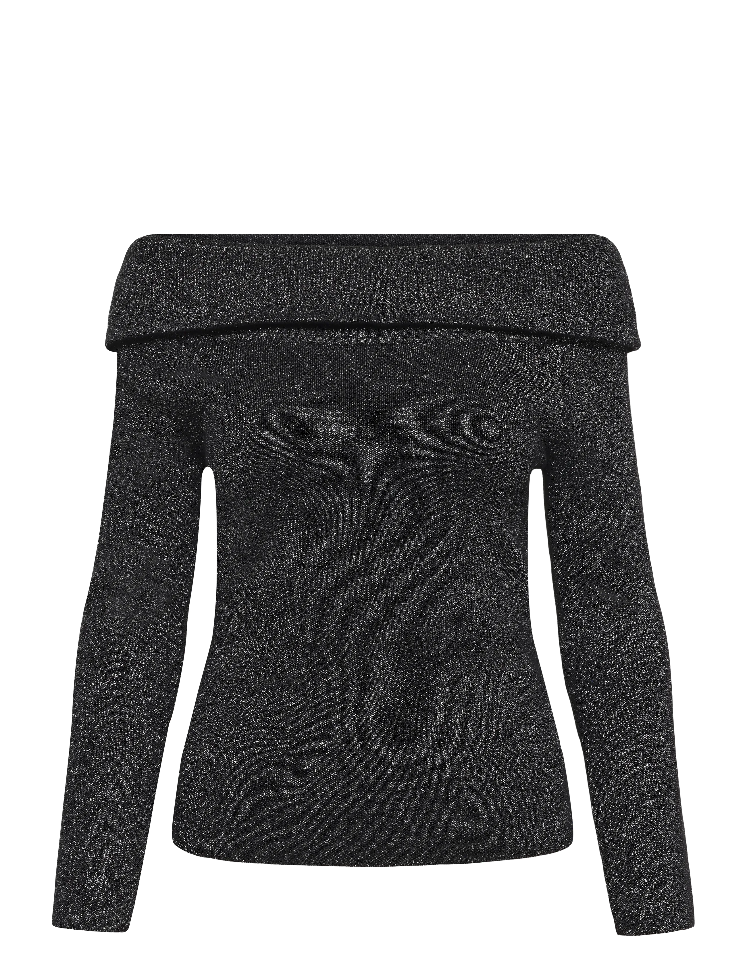 Malina Cirella Knitted Off Shoulder Top - Tröjor - BLACK METALLIC / black