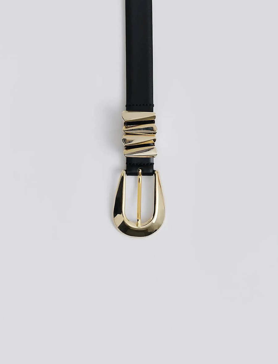Malina - Azelia Buckle Leather Belt - ledergürtel - black - 3