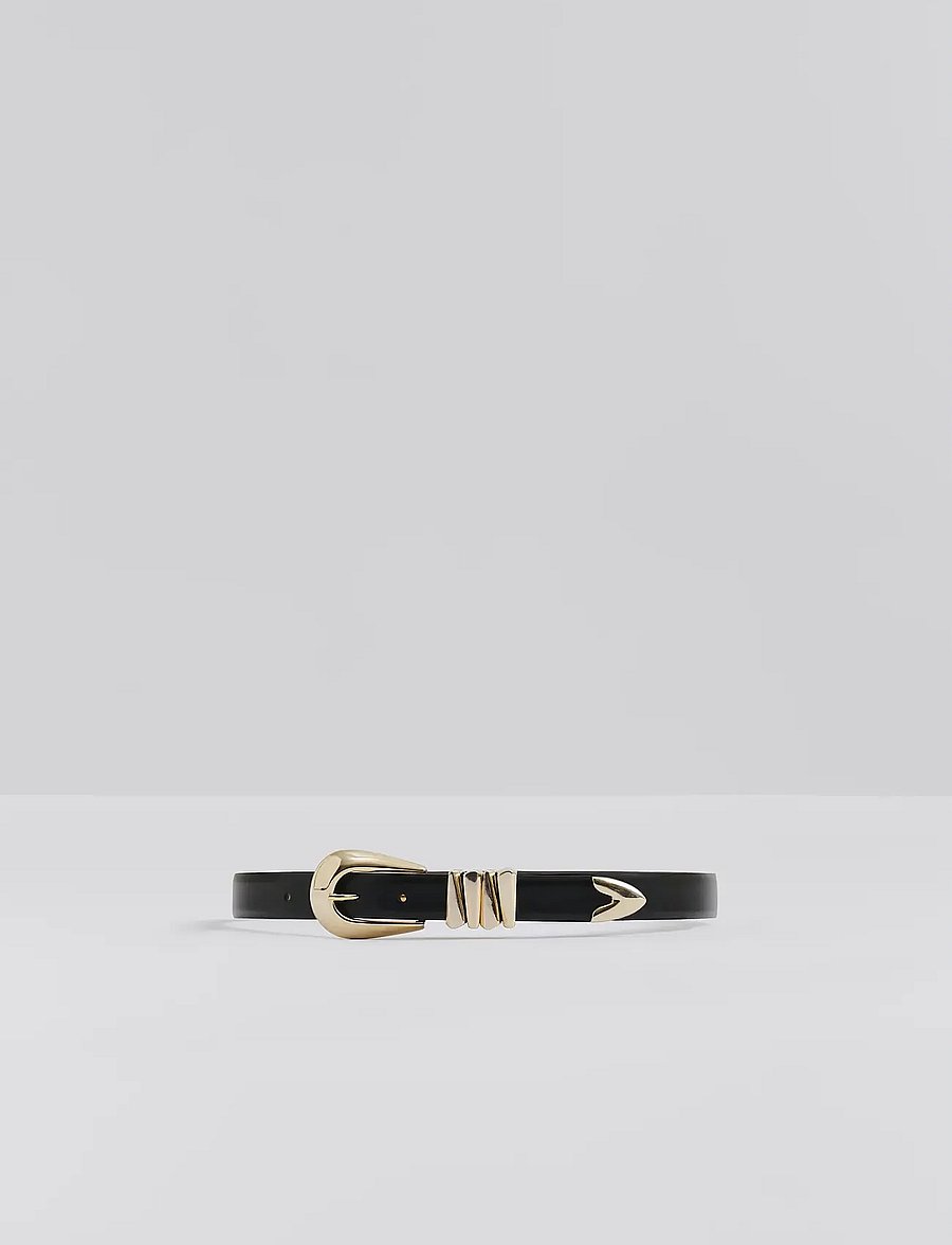 Malina - Azelia Buckle Leather Belt - ledergürtel - black - 4