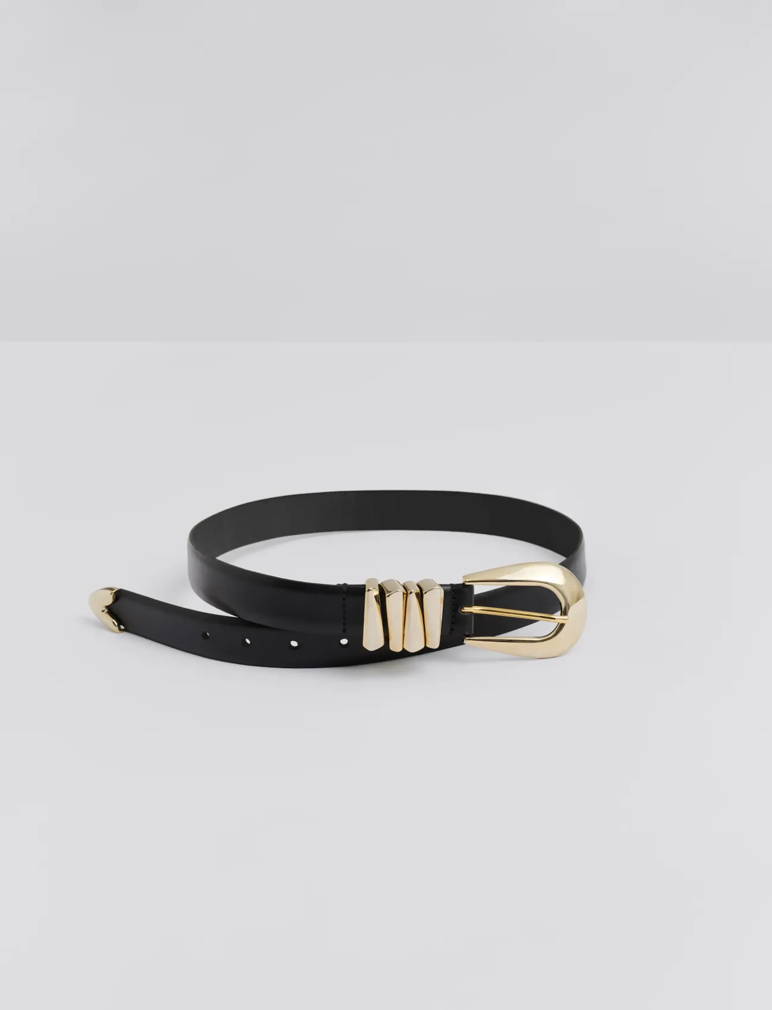 Malina - Azelia Buckle Leather Belt - ledergürtel - black - 5