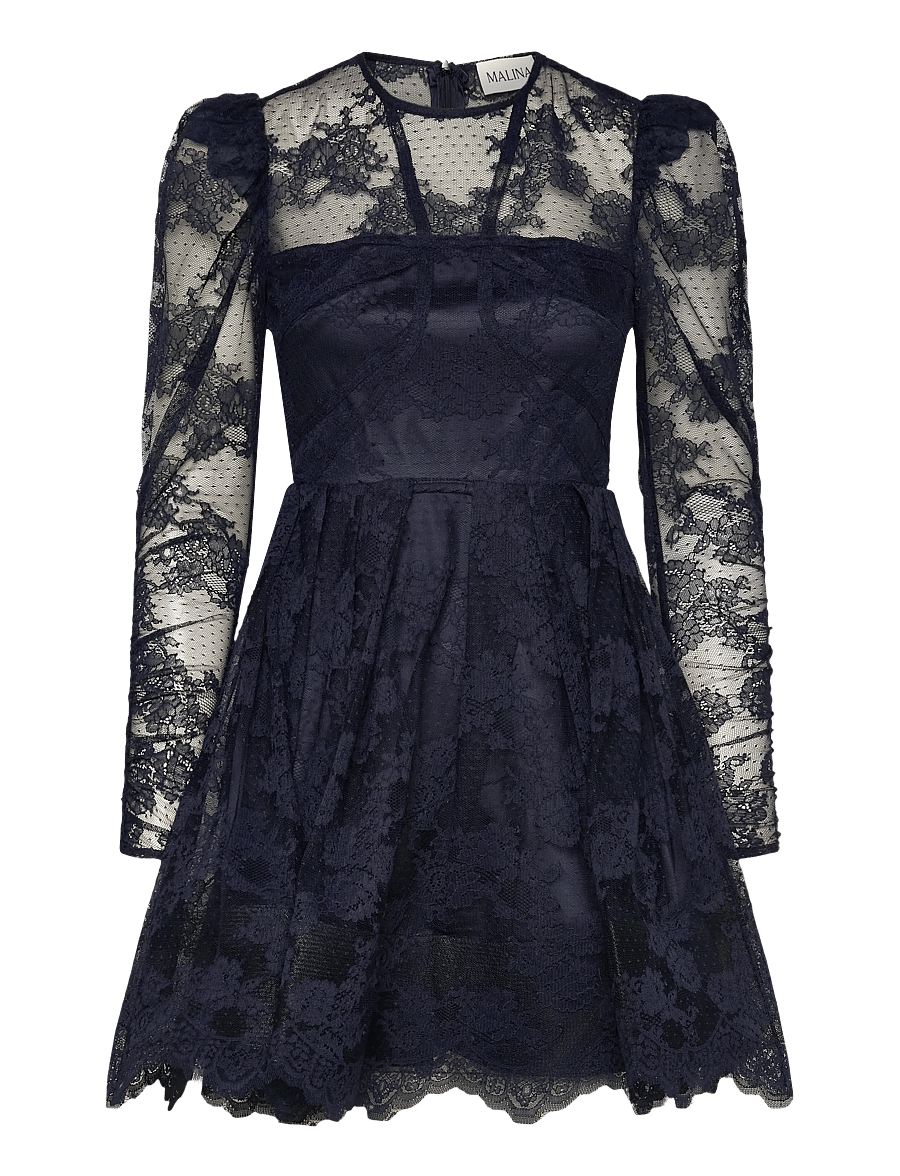 Malina - Leoni Lace Mini Dress - blondekjoler - dark blue - 1