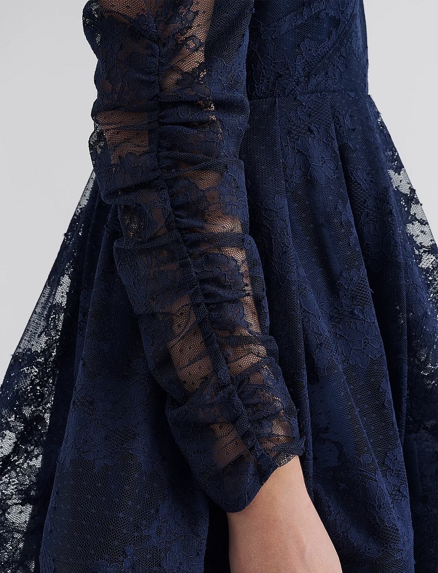 Malina - Leoni Lace Mini Dress - blondekjoler - dark blue - 4