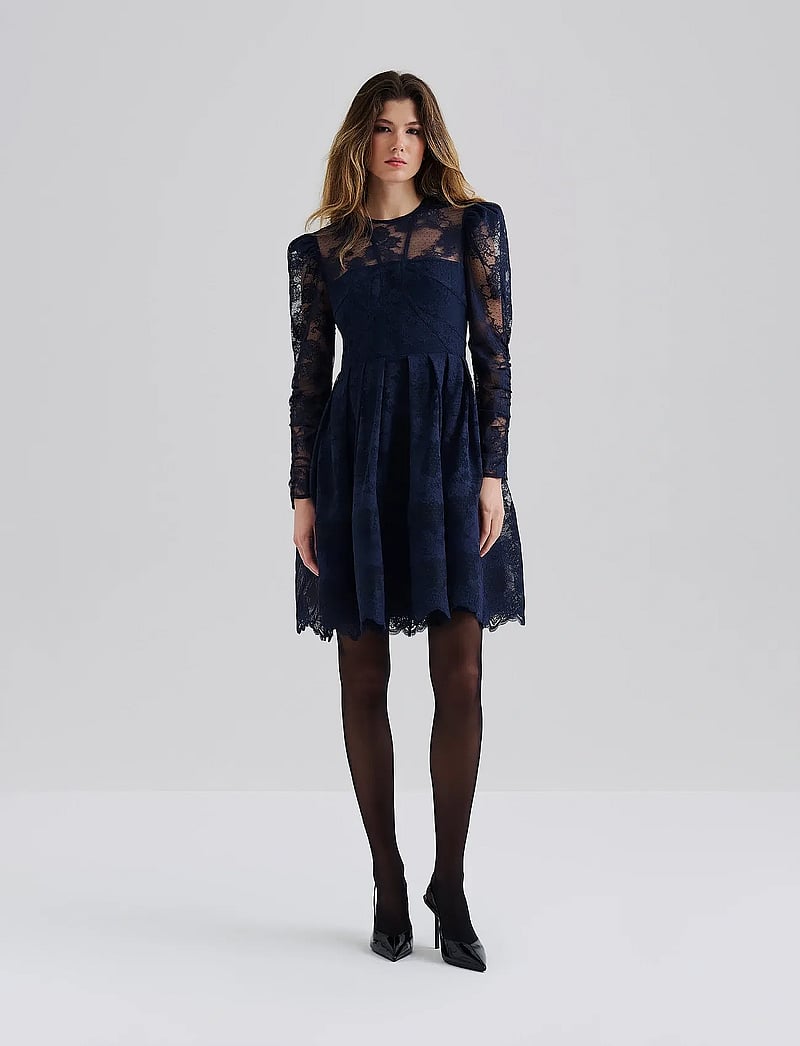 Malina - Leoni Lace Mini Dress - peokleidid - dark blue - 5