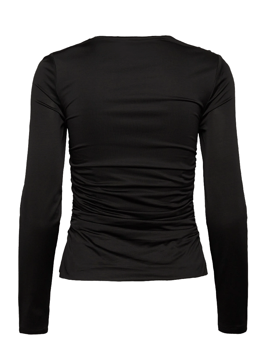 Malina - Amela Embellished Long Sleeve Jersey Top - pikkade varrukatega alussärgid - black - 2
