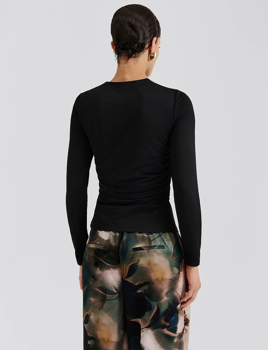 Malina - Amela Embellished Long Sleeve Jersey Top - pikkade varrukatega alussärgid - black - 3