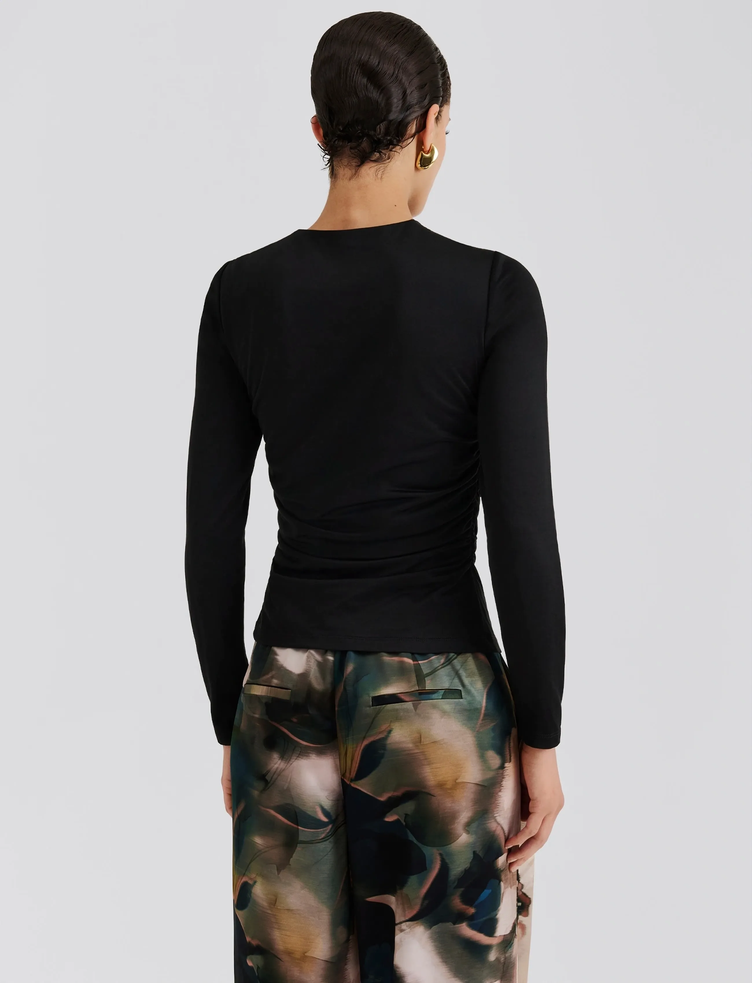 Malina - Amela Embellished Long Sleeve Jersey Top - langærmede toppe - black - 3