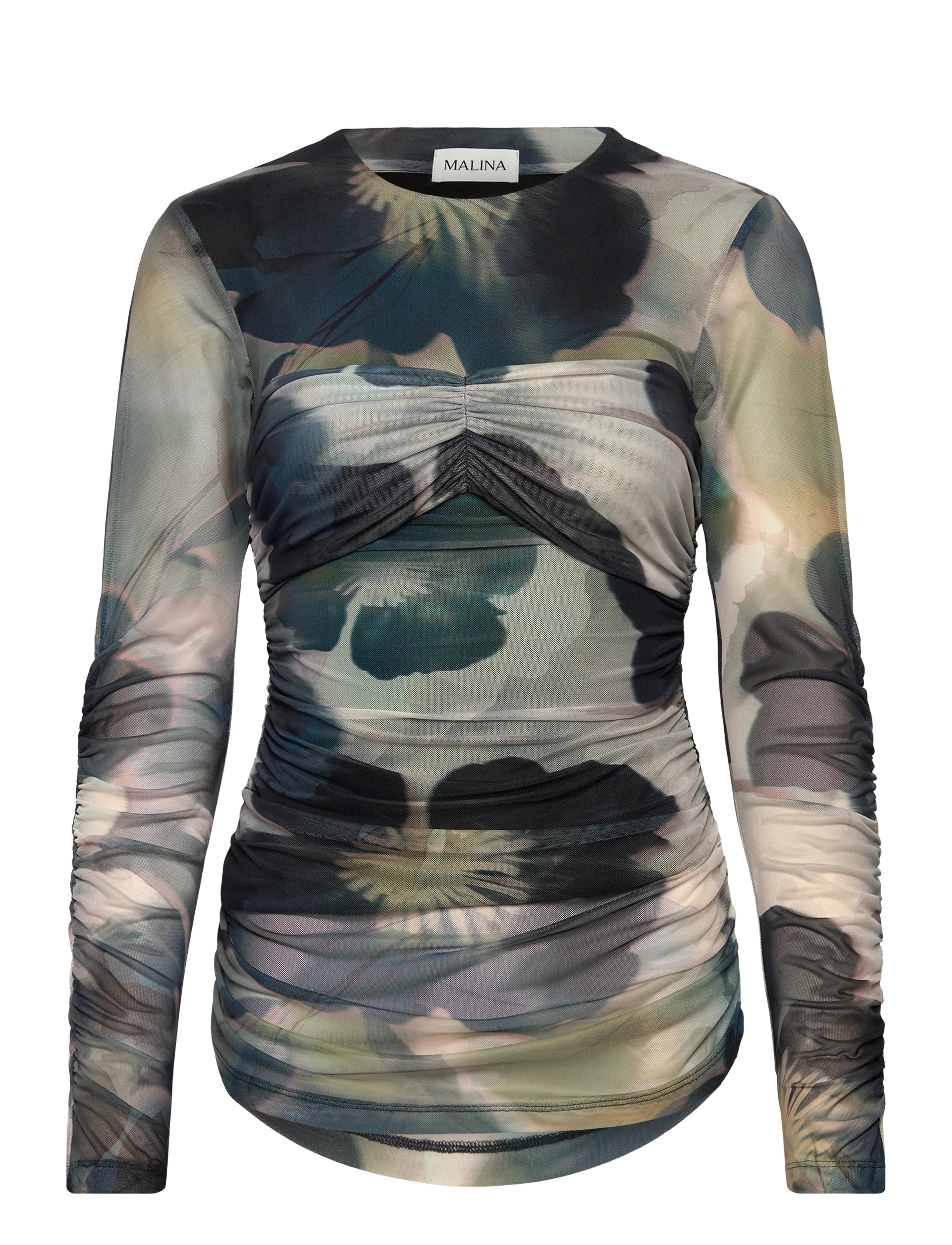 Elionora Sheer Jersey Top - DUSTY POPPY