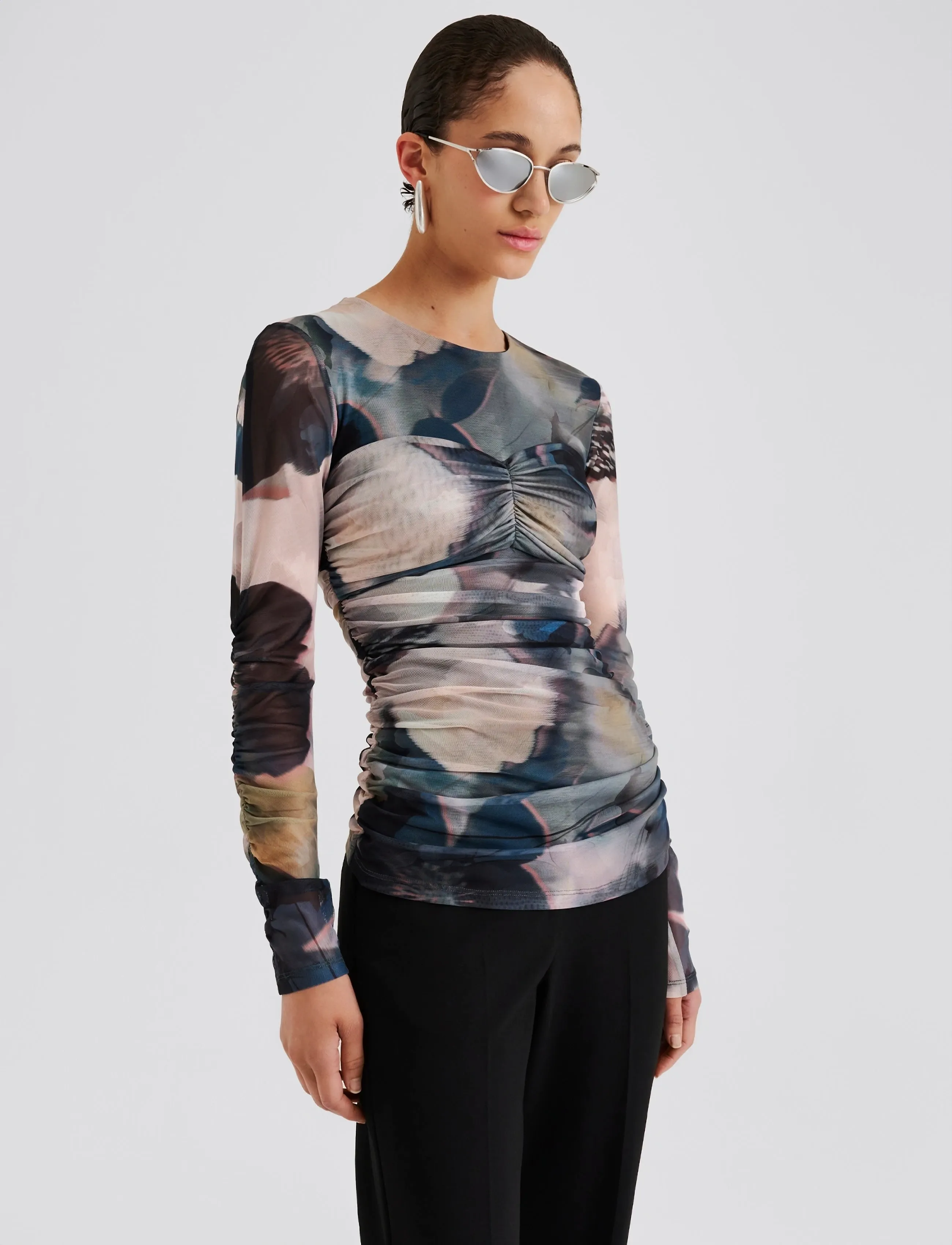 Malina - Elionora Sheer Jersey Top - t-shirty & zopy - dusty poppy - 3