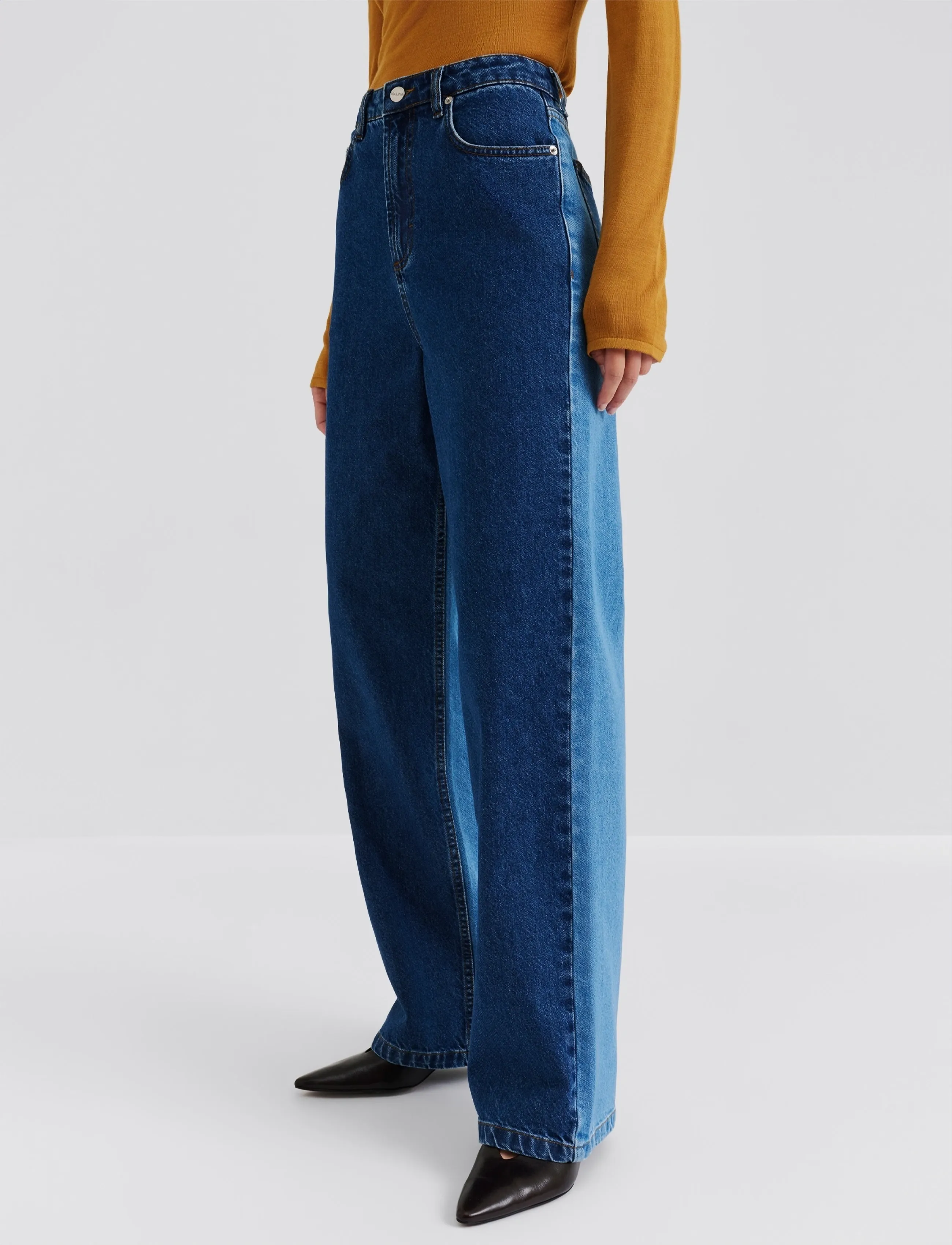 Malina Katia High Rise Wide Jeans - Kontorskläder - DENIM BLUE MIX / blue