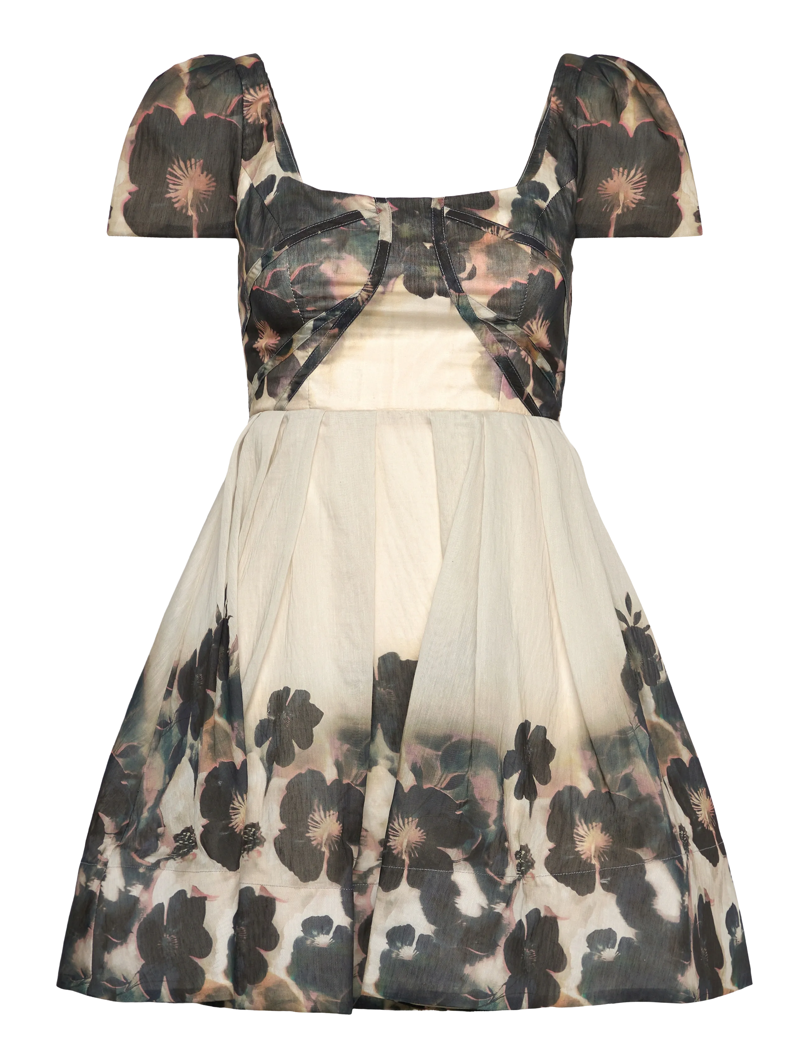 Vanda Pouf Sleeve Mini Dress - DUSTY POPPY