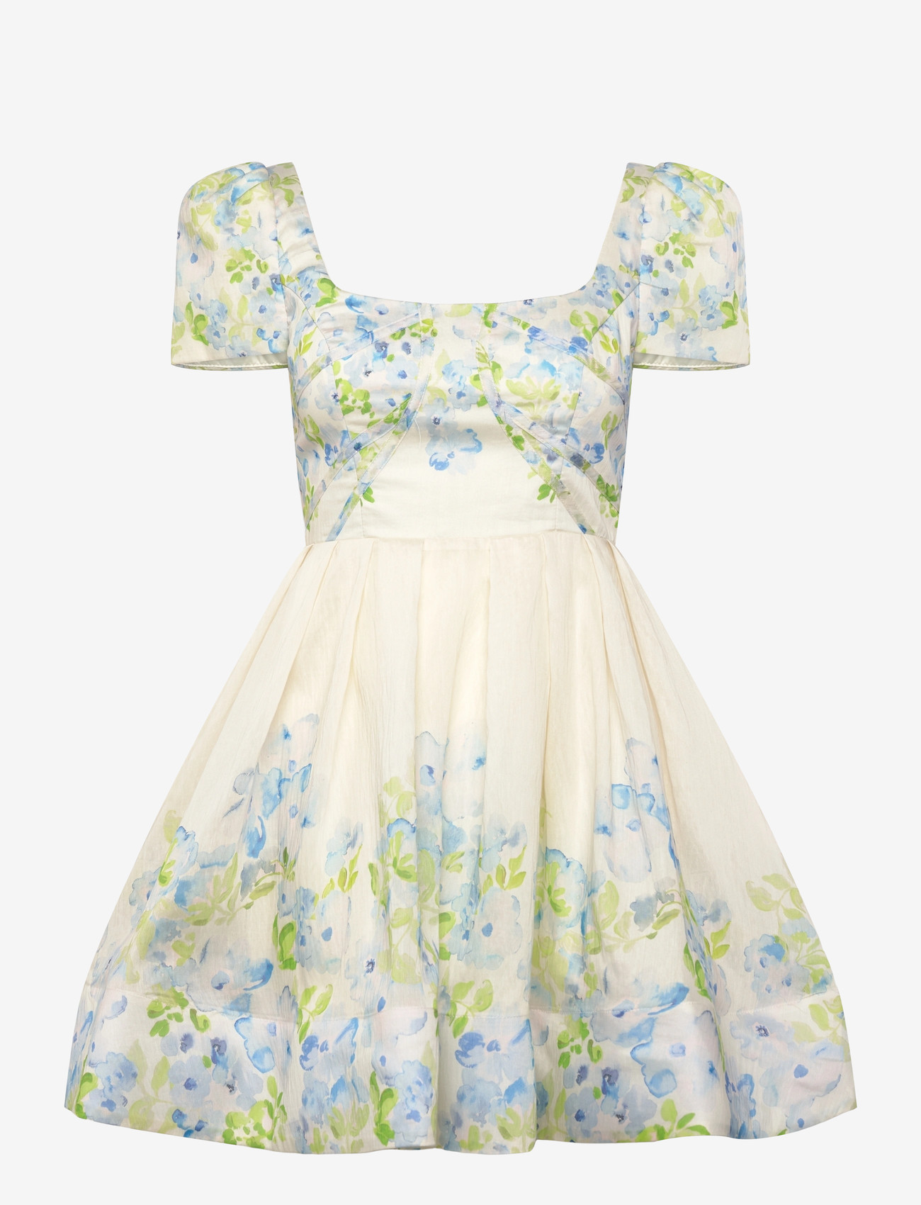Malina - Vanda Pouf Sleeve Mini Dress - kurze kleider - pastel floral vanilla - 1
