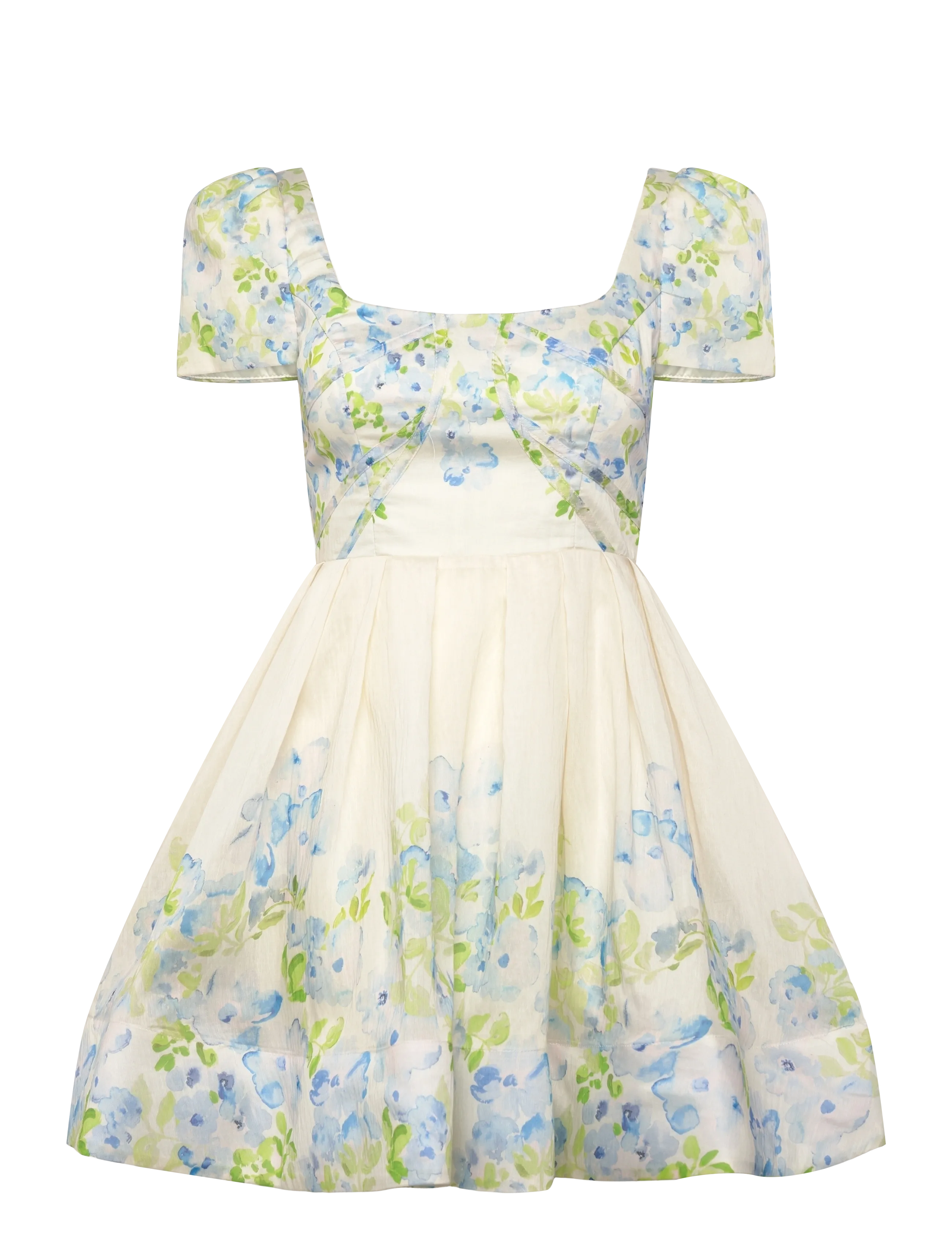 Malina Vanda Pouf Sleeve Mini Dress - Kleider - PASTEL FLORAL VANILLA / cream