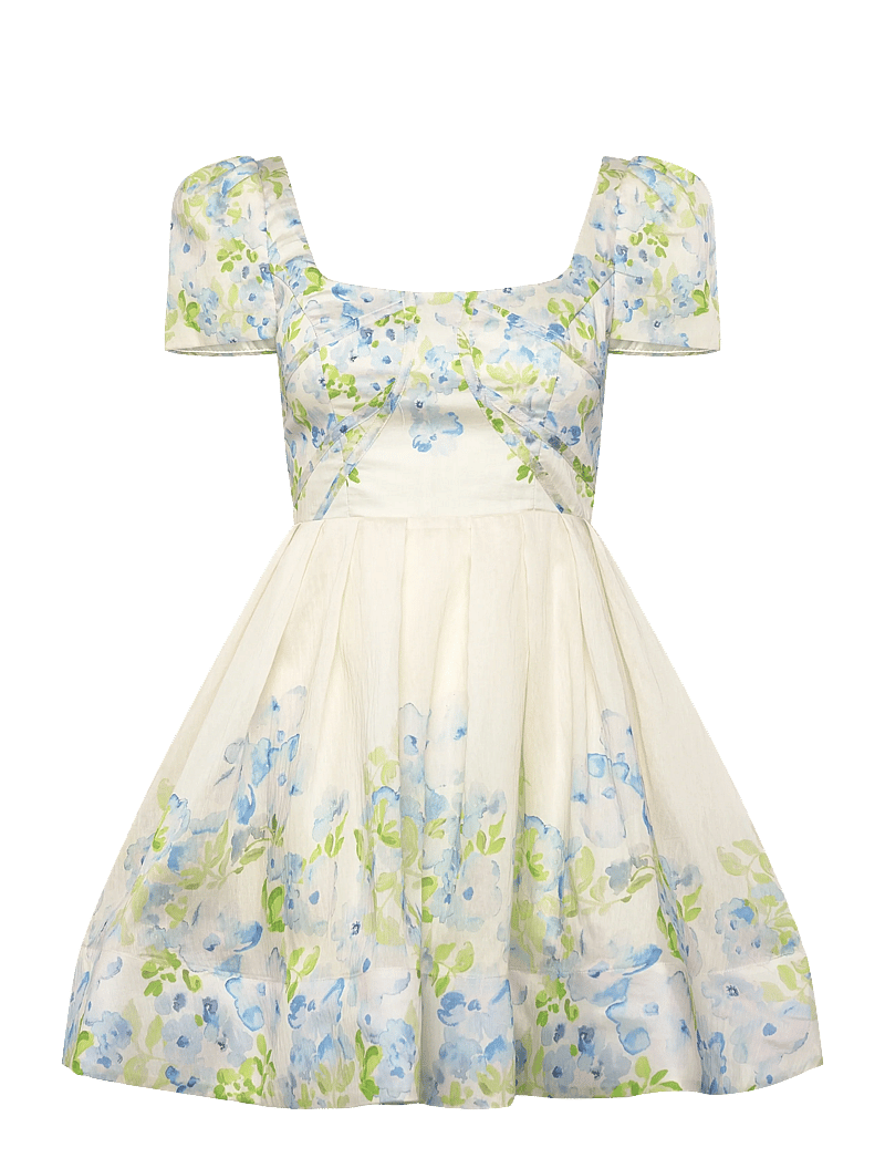 Malina - Vanda Pouf Sleeve Mini Dress - kurze kleider - pastel floral vanilla - 1