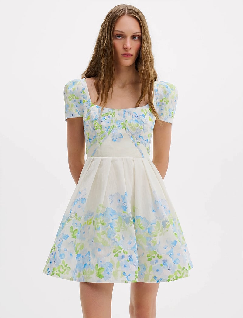 Malina - Vanda Pouf Sleeve Mini Dress - kurze kleider - pastel floral vanilla - 3