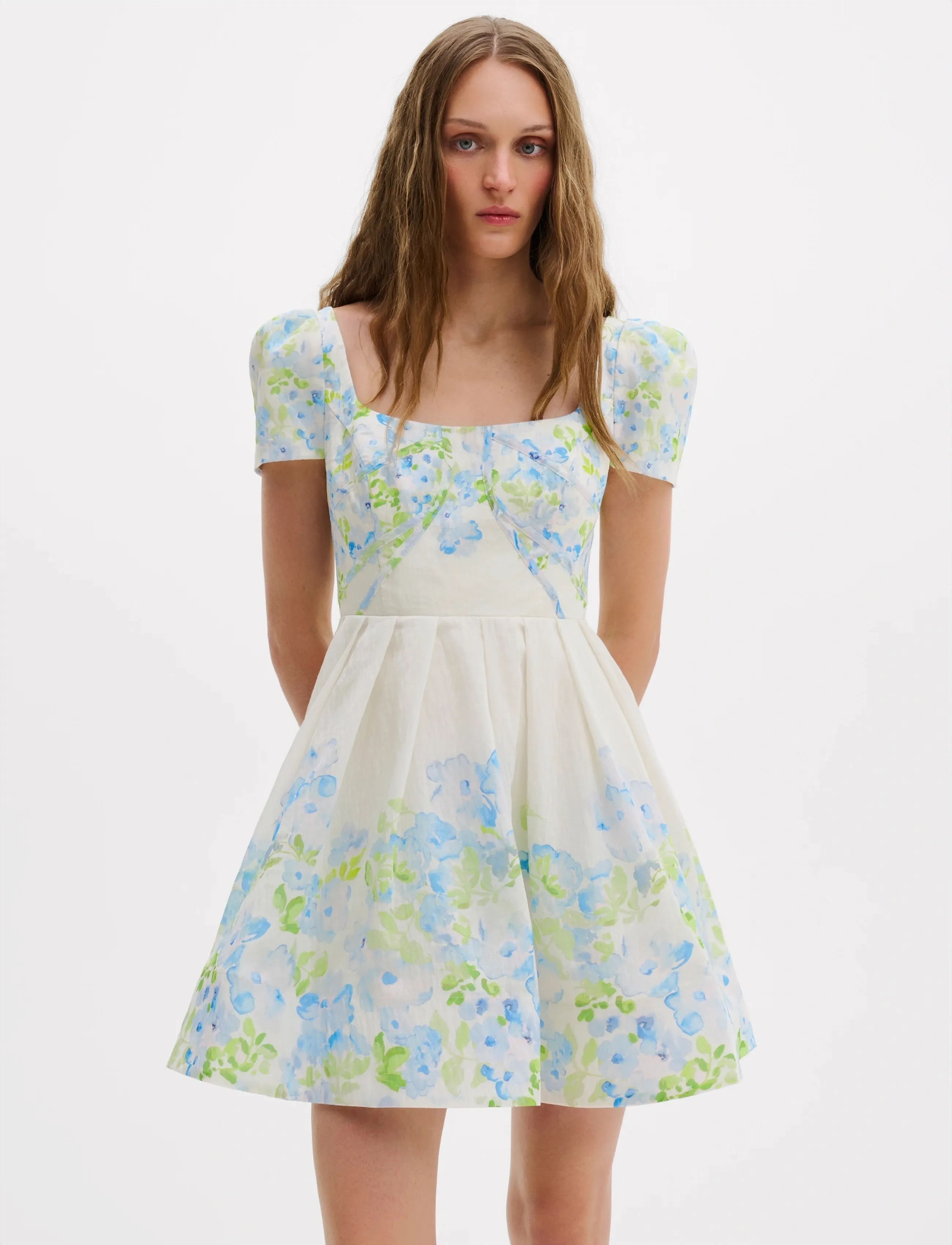 Malina - Vanda Pouf Sleeve Mini Dress - korta klänningar - pastel floral vanilla - 3