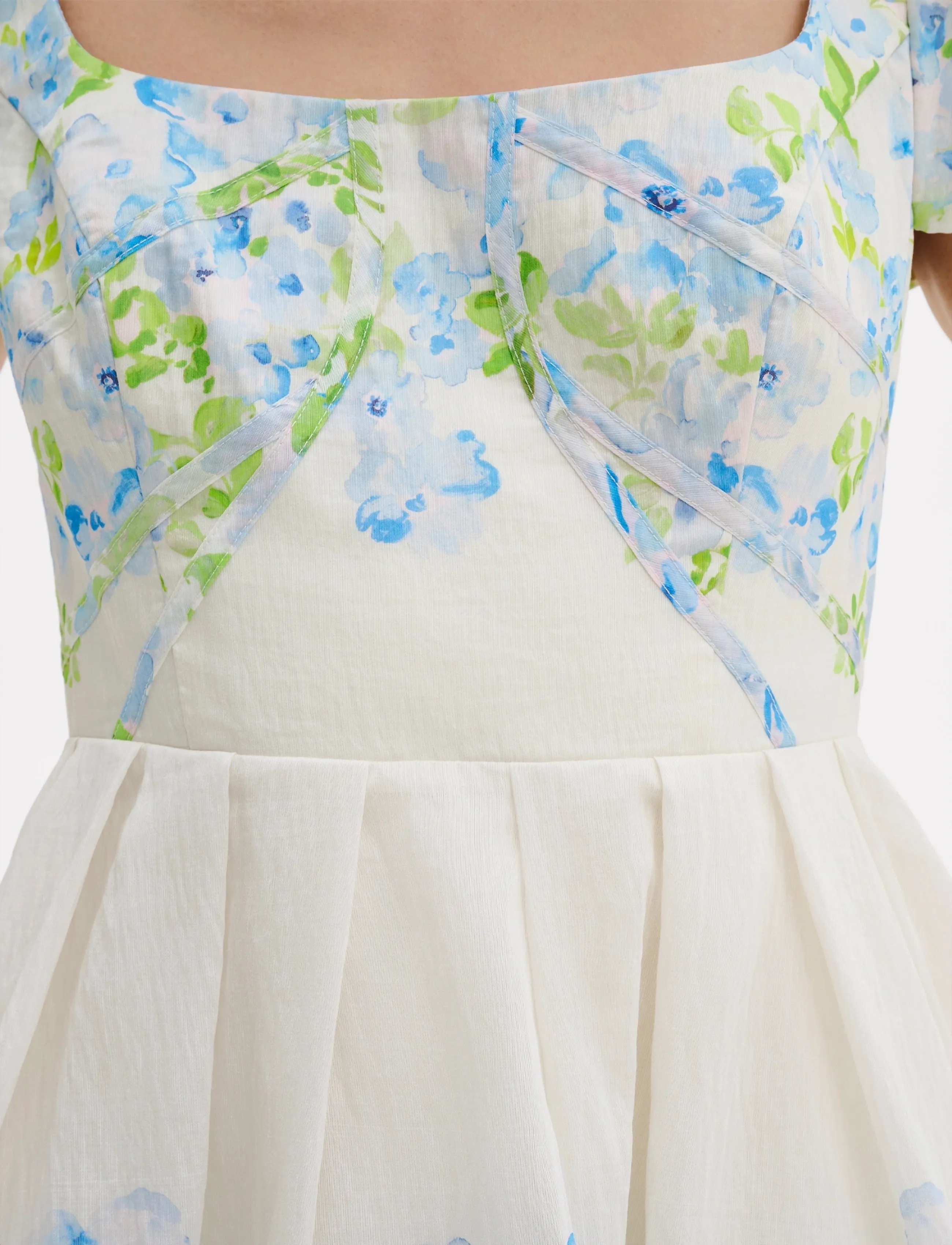 Malina - Vanda Pouf Sleeve Mini Dress - korta klänningar - pastel floral vanilla - 5