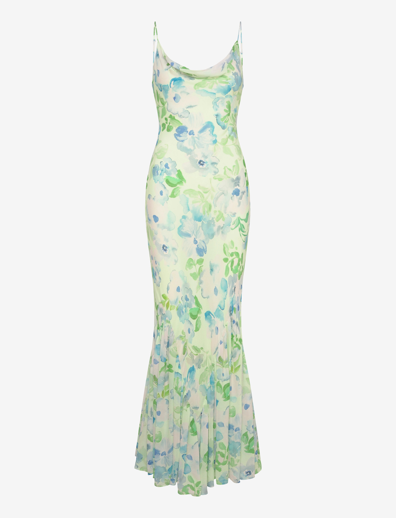 Malina Amaia Silk Blend Chiffon Maxi Slip Dress - Maxiklänningar - PASTEL FLORAL PISTACHIO / green