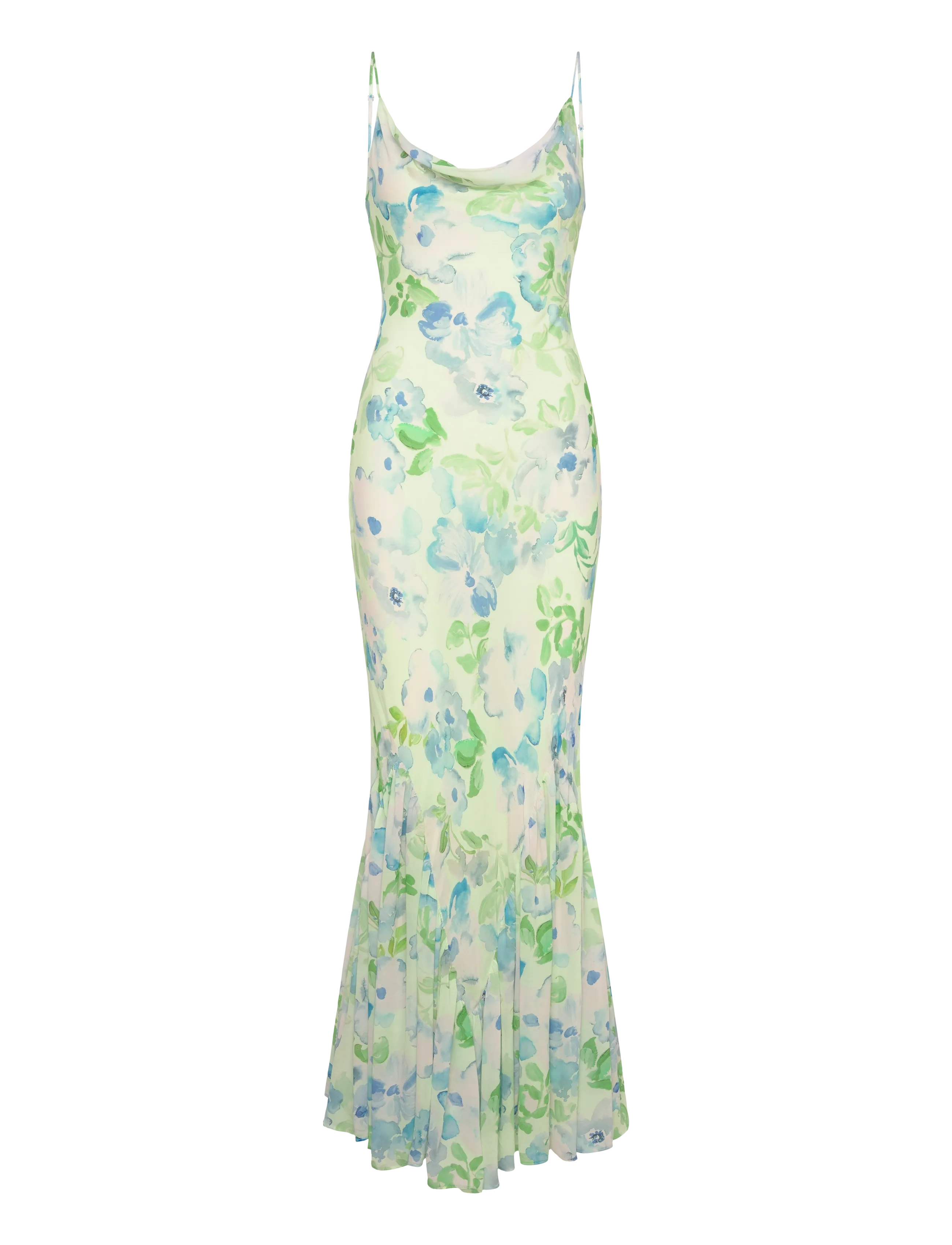 MALINA Amaia Silk Blend Chiffon Maxi Slip Kleid Grün - 36 - Damen