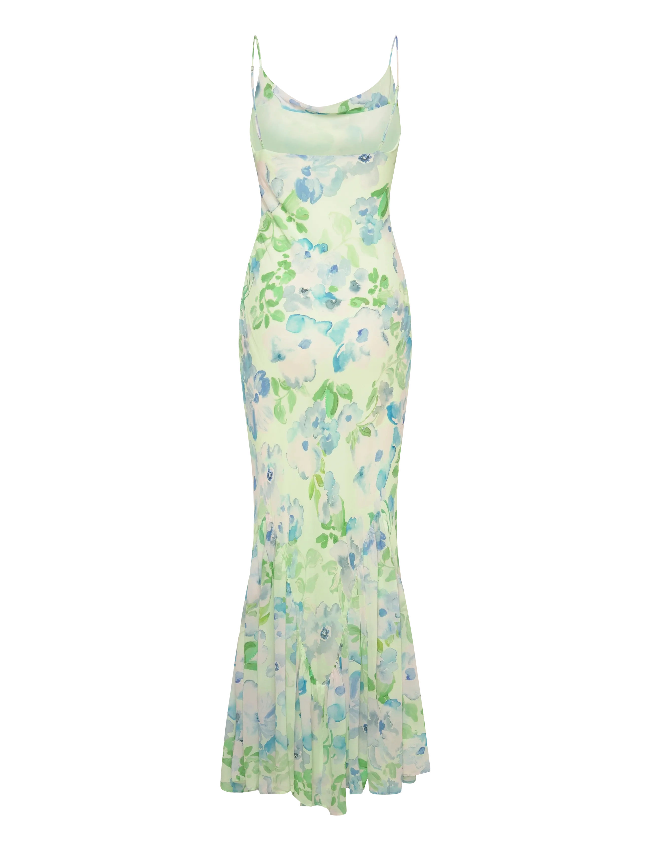 Malina - Amaia Silk Blend Chiffon Maxi Slip Dress - maxi sukienki - pastel floral pistachio - 2