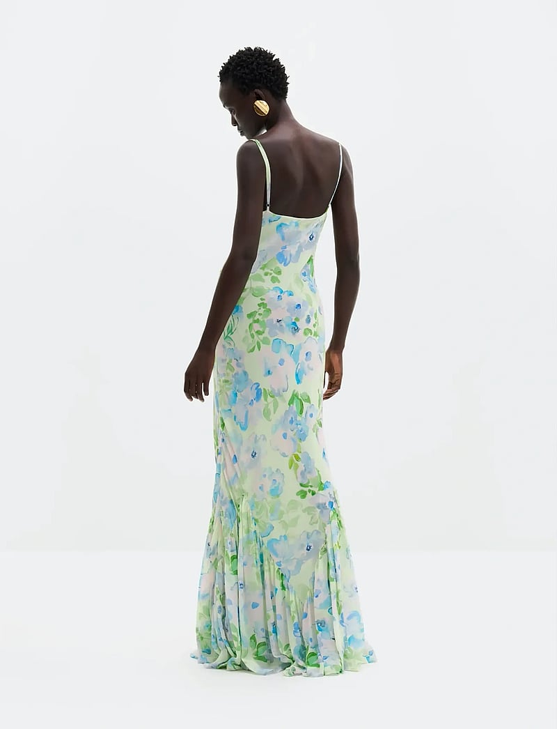 Malina - Amaia Silk Blend Chiffon Maxi Slip Dress - maxi dresses - pastel floral pistachio - 3