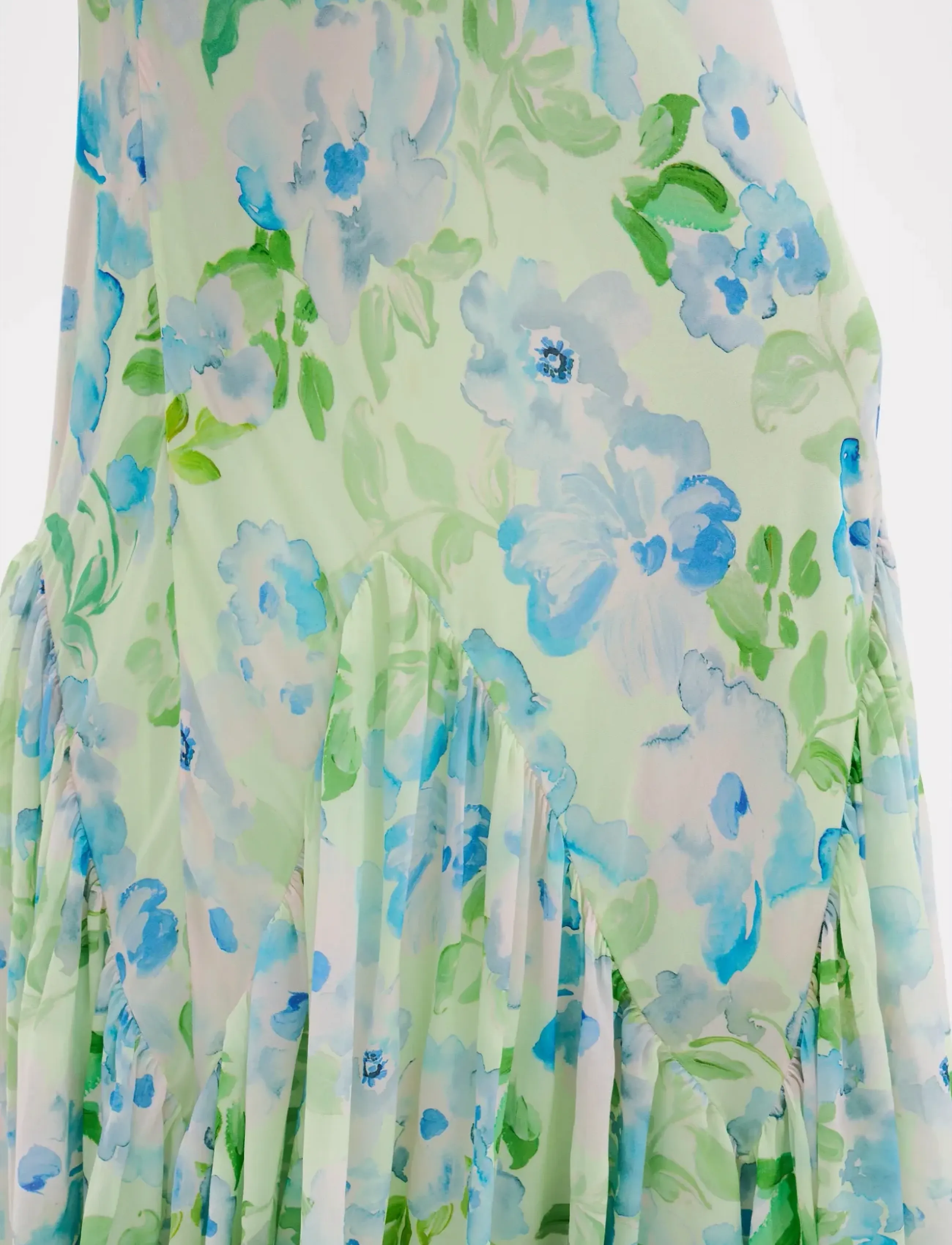 Malina - Amaia Silk Blend Chiffon Maxi Slip Dress - maxi sukienki - pastel floral pistachio - 4