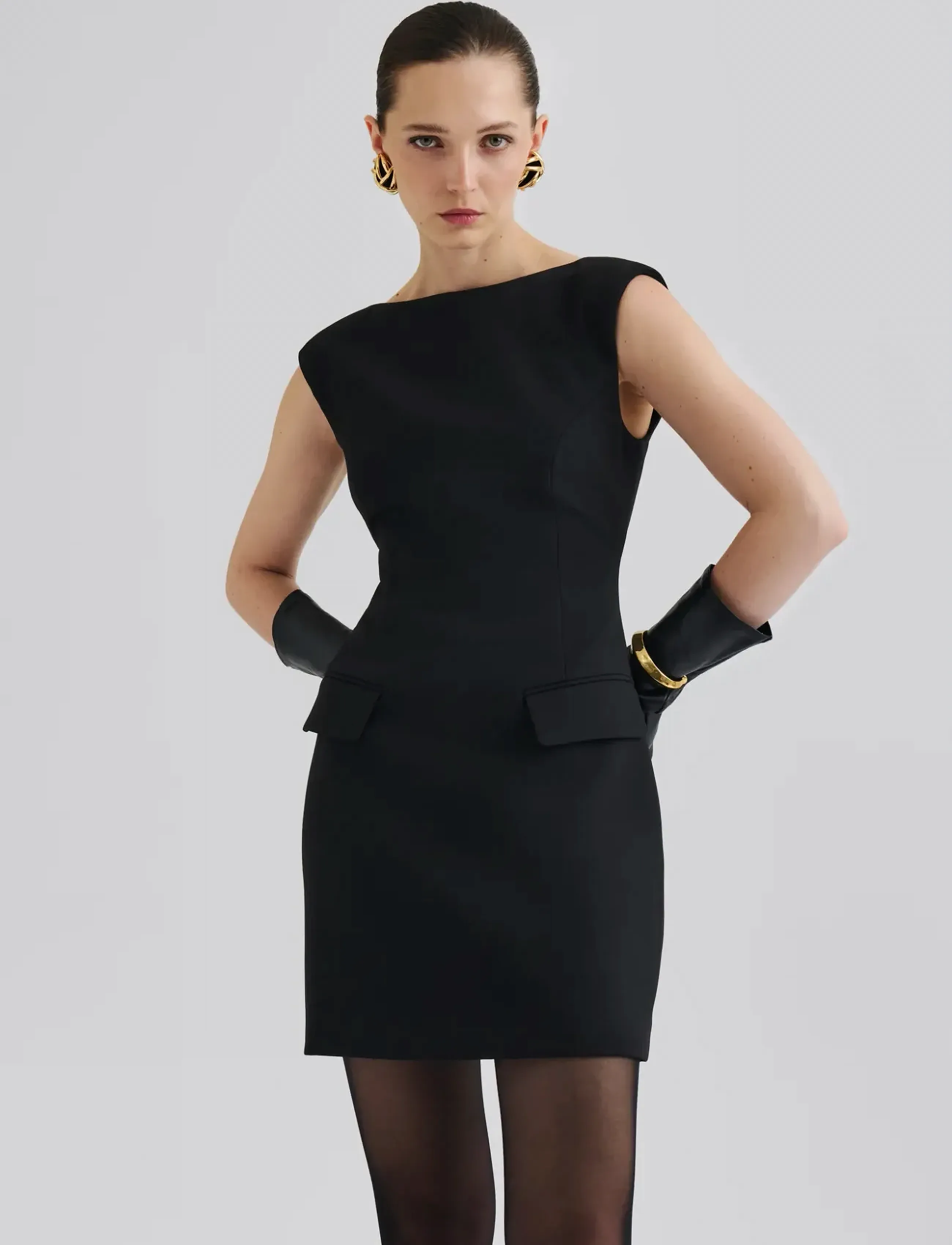 Malina Adelina High Neck Mini Dress, Kvinder, Højhalset Minikjole, Sort, Str: 40