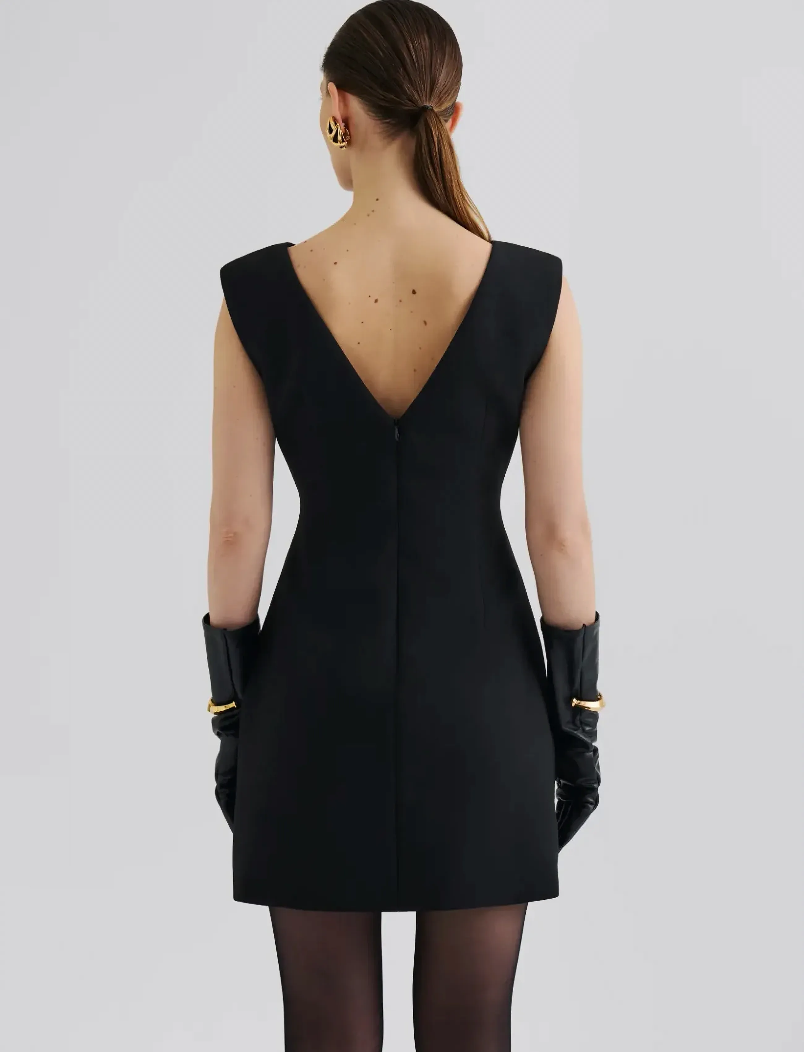 Malina - Adelina High Neck Mini Dress - minikleidid - black - 2