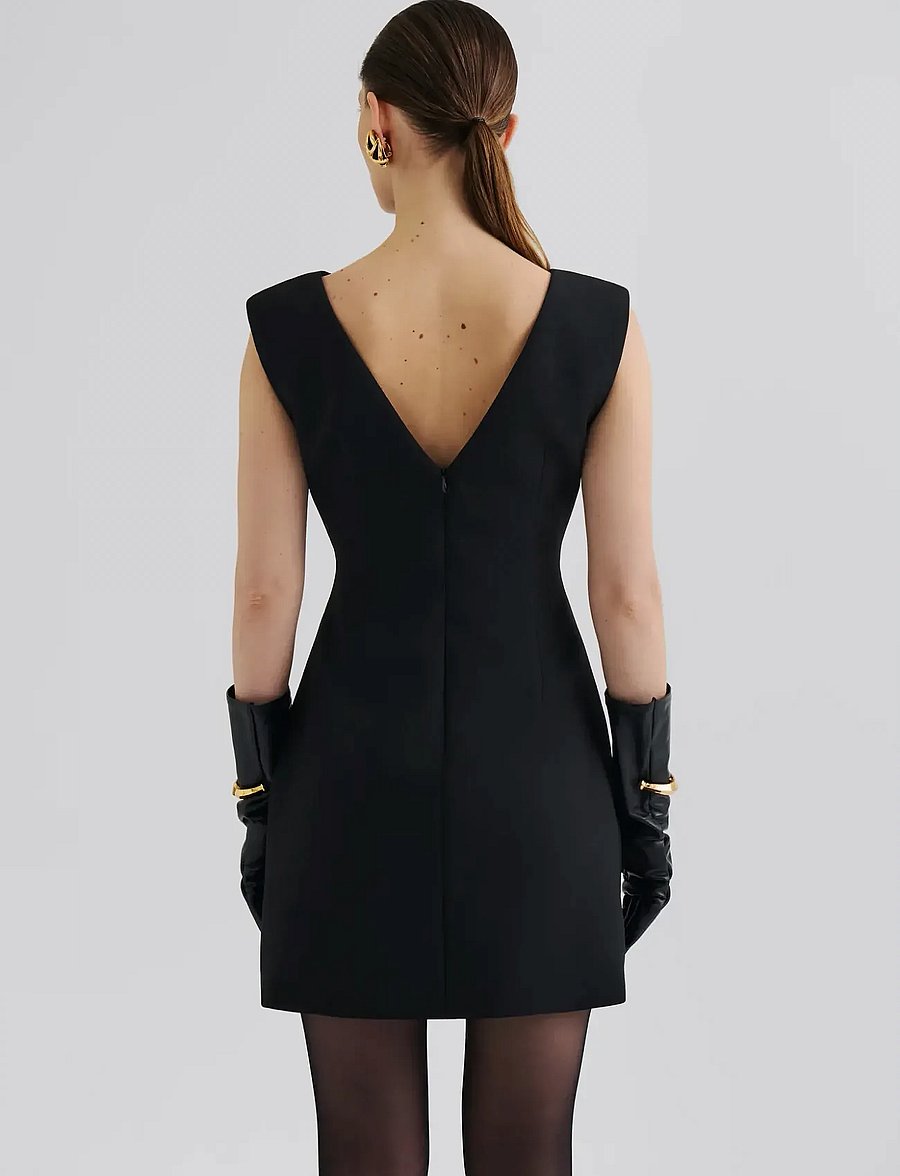 Malina - Adelina High Neck Mini Dress - minikleidid - black - 2