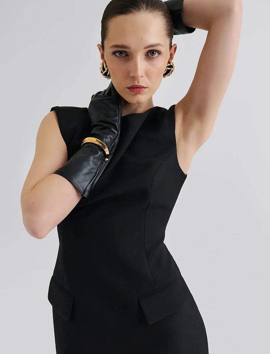Malina - Adelina High Neck Mini Dress - minikleidid - black - 5
