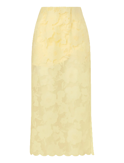 Malina Anabelle Lace Midi Skirt - Kjolar - LIGHT LEMON / yellow