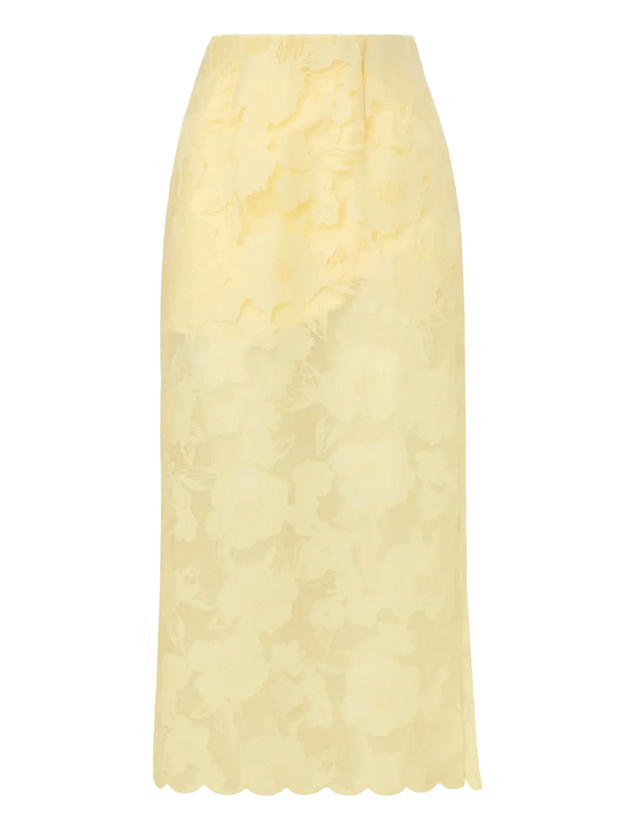 Malina - Anabelle Lace Midi Skirt - midi kjolar - light lemon - 1