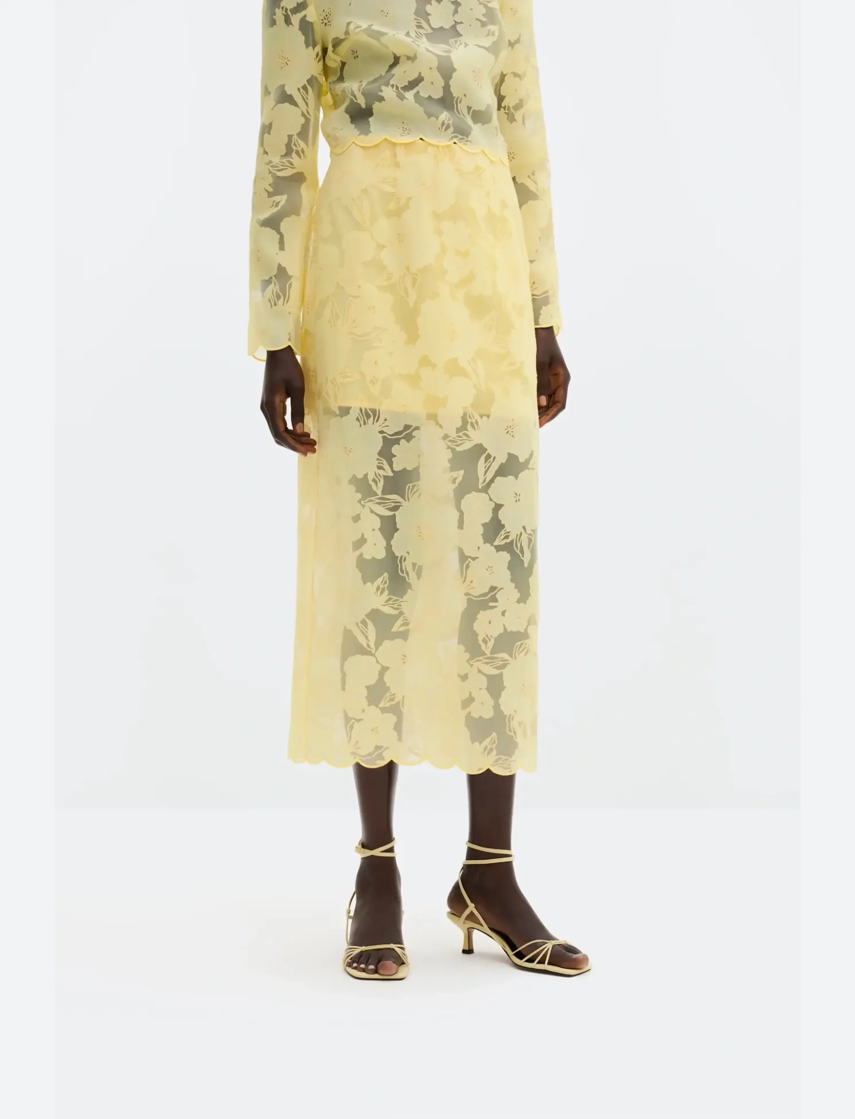 Malina Anabelle Lace Midi Skirt - Midi skirts - LIGHT LEMON / yellow