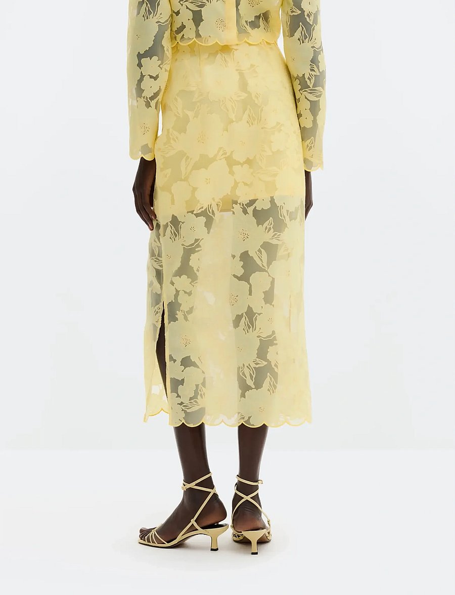 Malina - Anabelle Lace Midi Skirt - midi kjolar - light lemon - 2