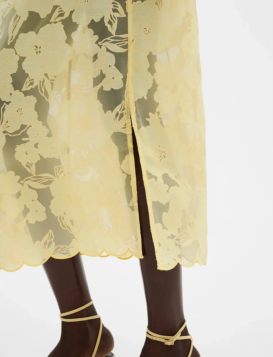 Malina - Anabelle Lace Midi Skirt - midi kjolar - light lemon - 3
