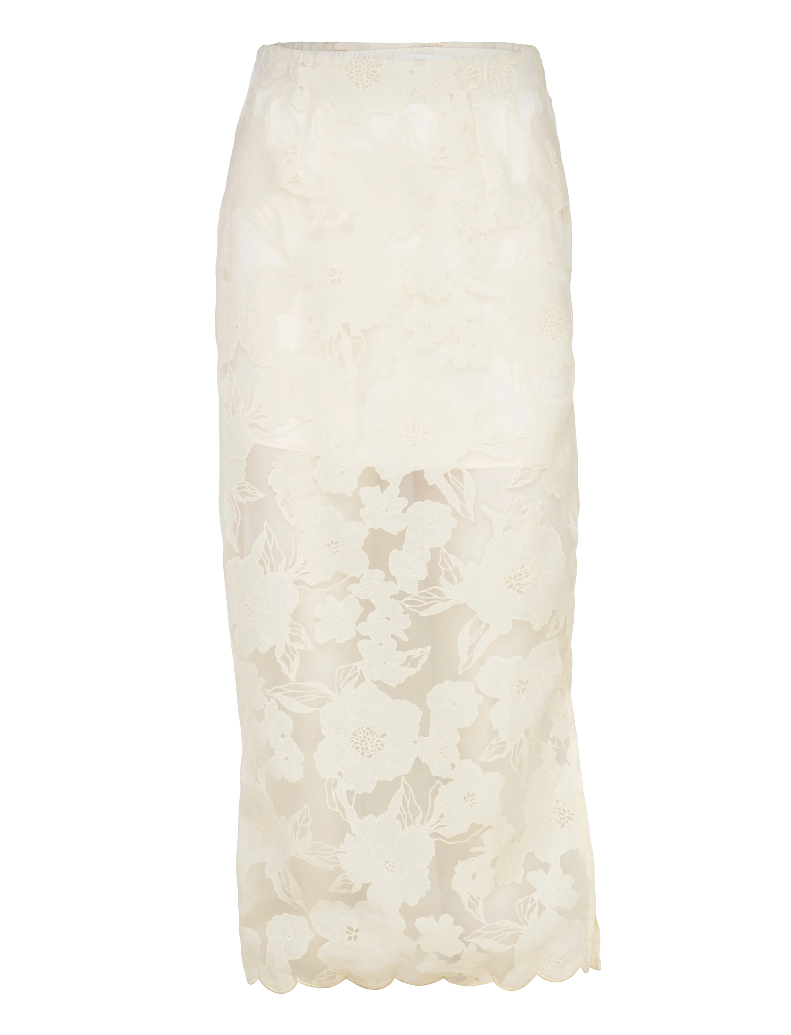 Malina Anabelle Lace Midi Skirt - Tøj - VANILLA / cream