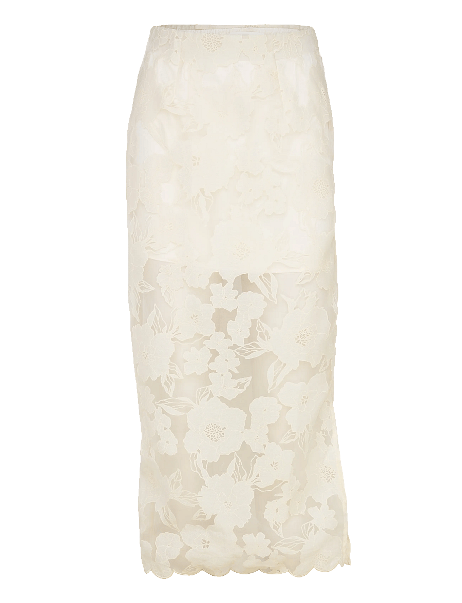 Malina - Anabelle Lace Midi Skirt - midi-röcke - vanilla - 1