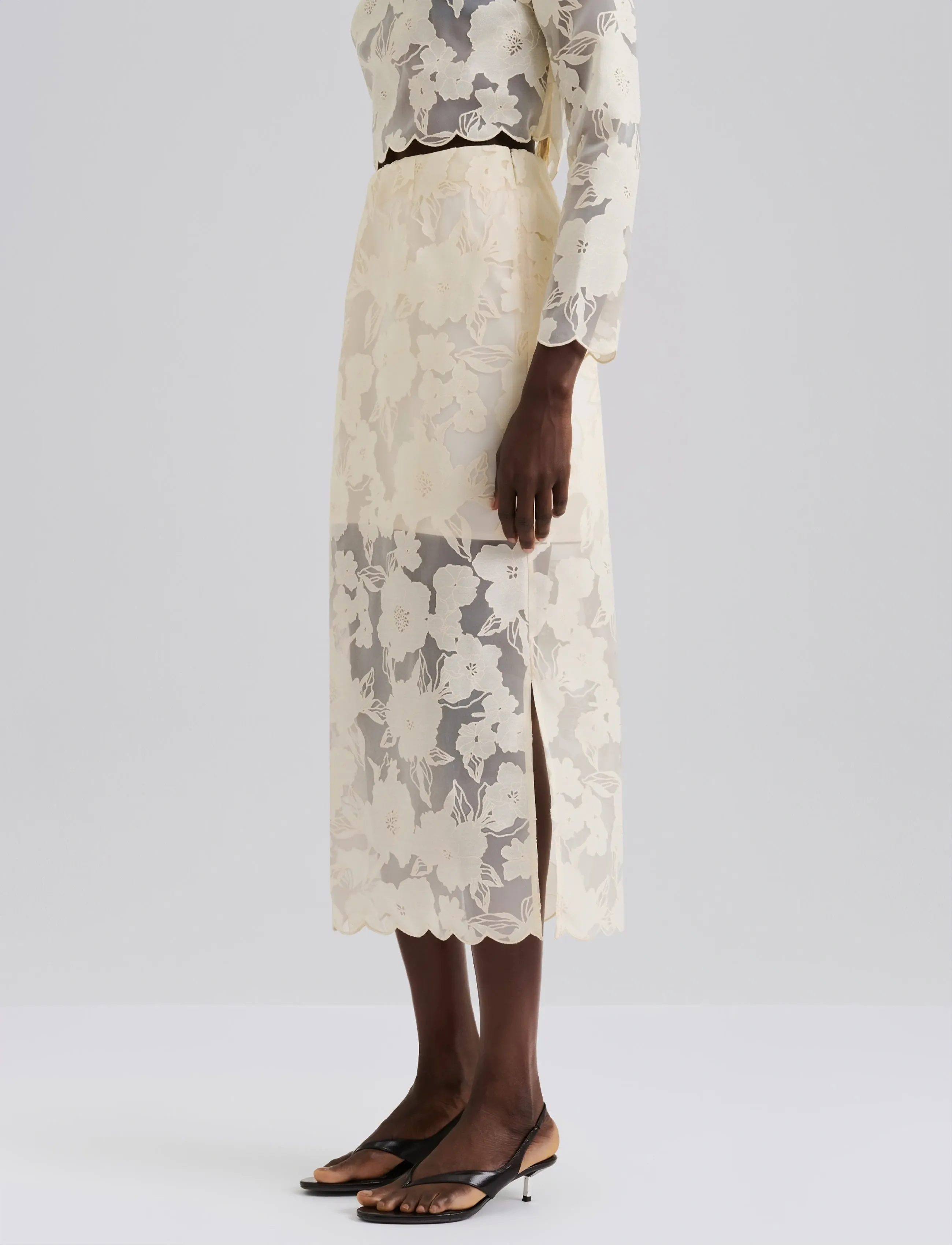 Malina Anabelle Lace Midi Skirt - Seelikud - VANILLA / cream