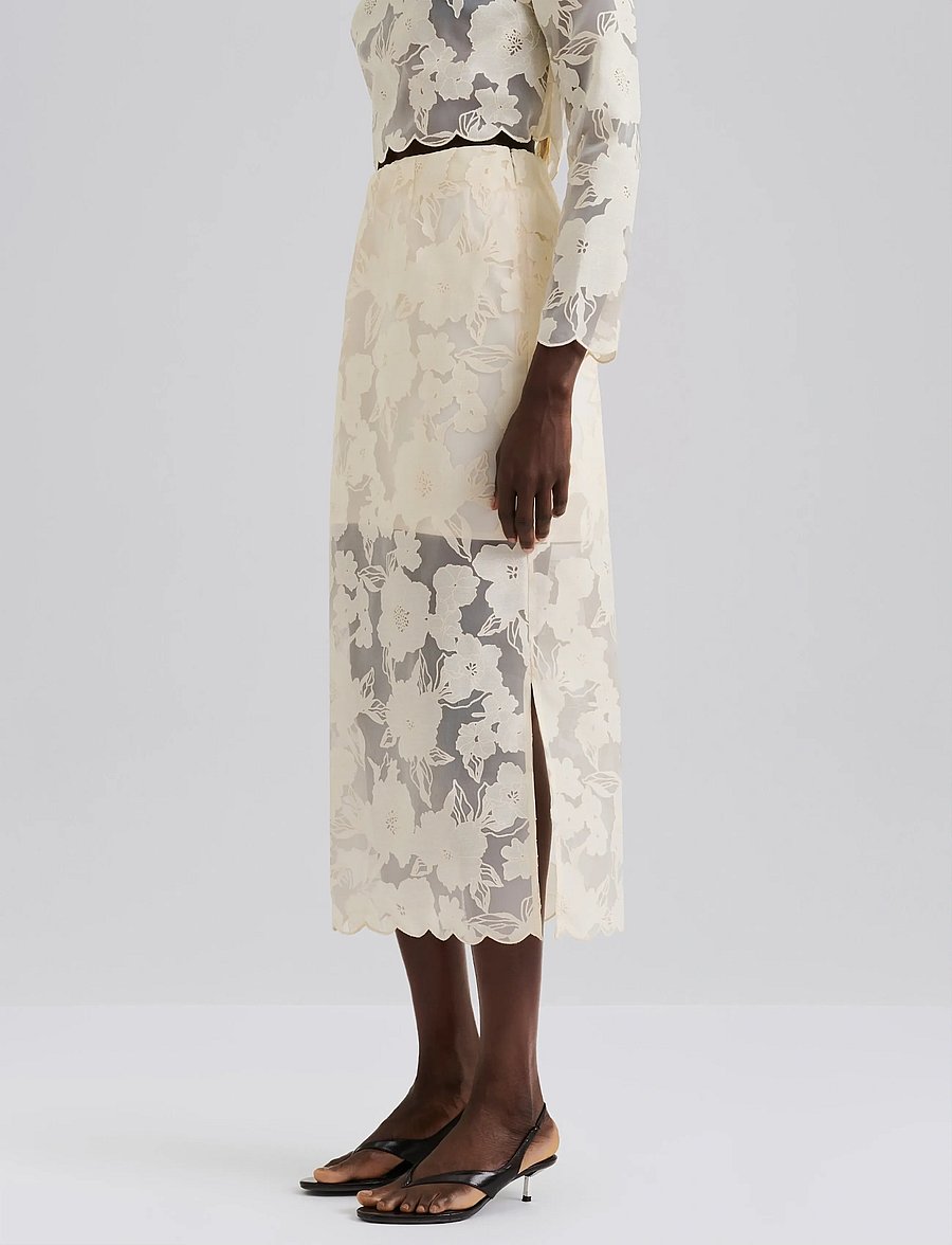 Malina - Anabelle Lace Midi Skirt - midi-röcke - vanilla - 0