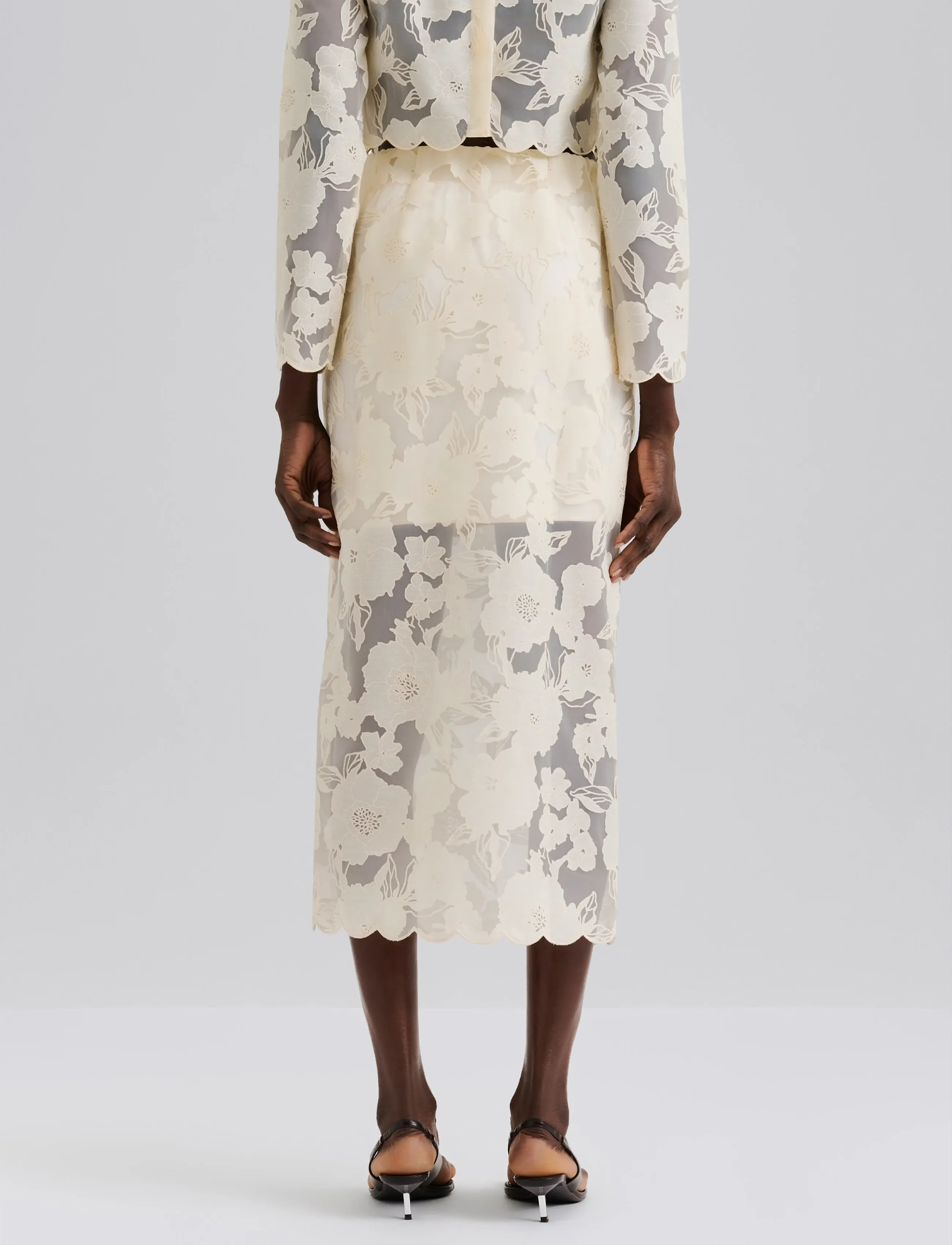 Malina - Anabelle Lace Midi Skirt - midi-röcke - vanilla - 5