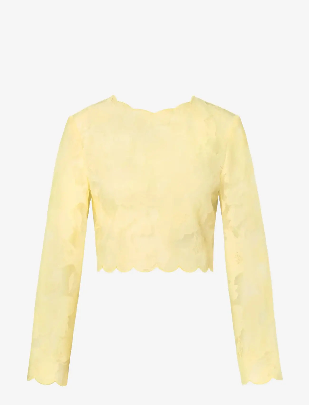 Malina - Ciara Lace Top - långärmade toppar - light lemon - 1