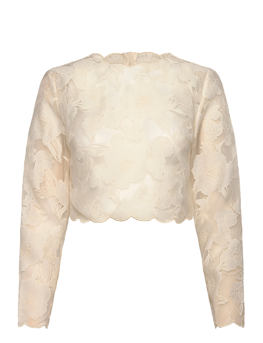 Malina - Ciara Lace Top - langärmlige tops - vanilla - 1