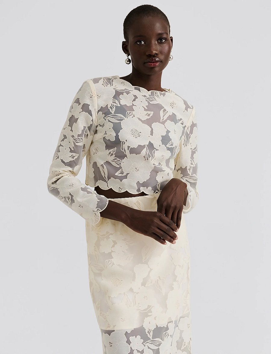 Malina - Ciara Lace Top - langärmlige tops - vanilla - 3