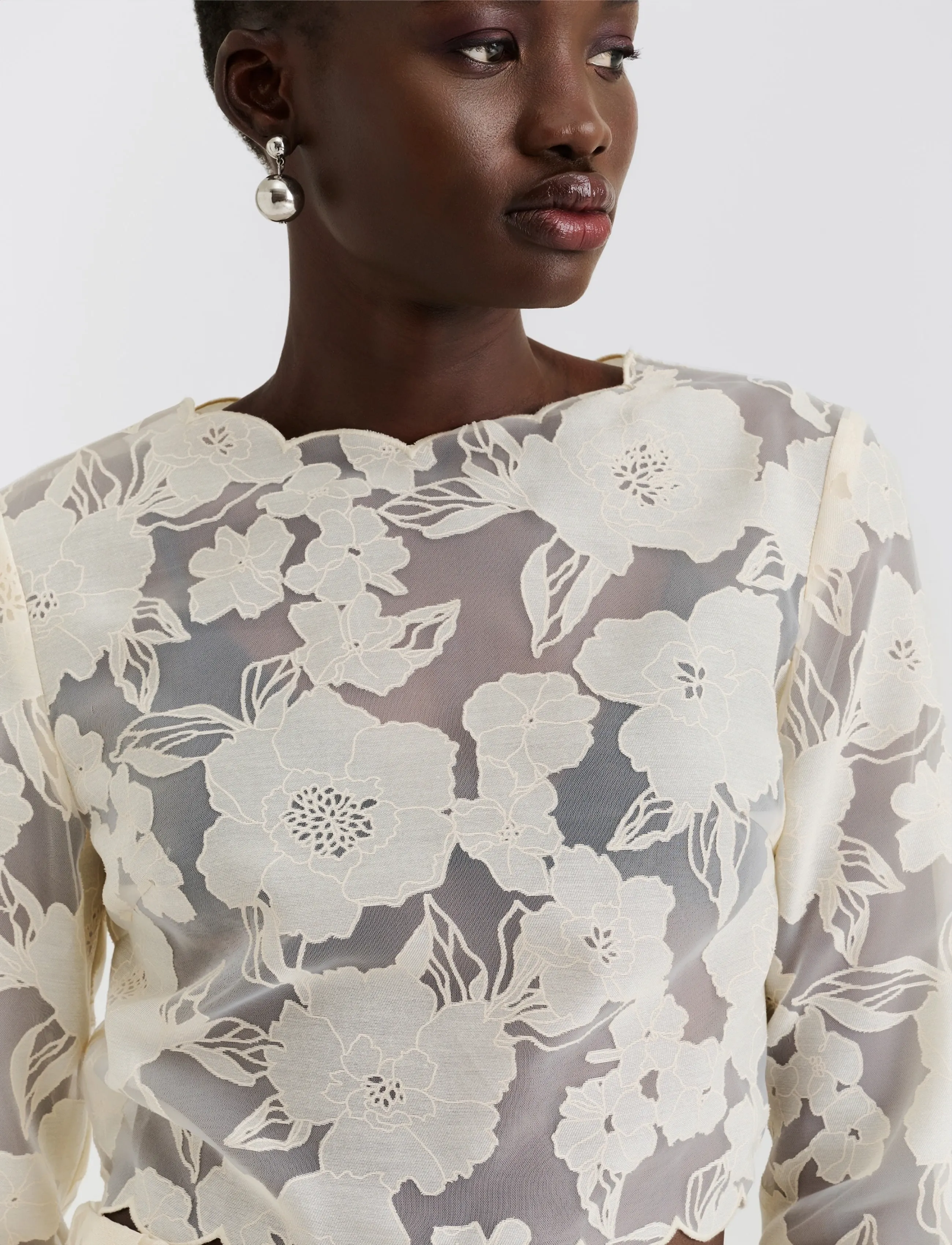 Malina - Ciara Lace Top - long-sleeved tops - vanilla - 5
